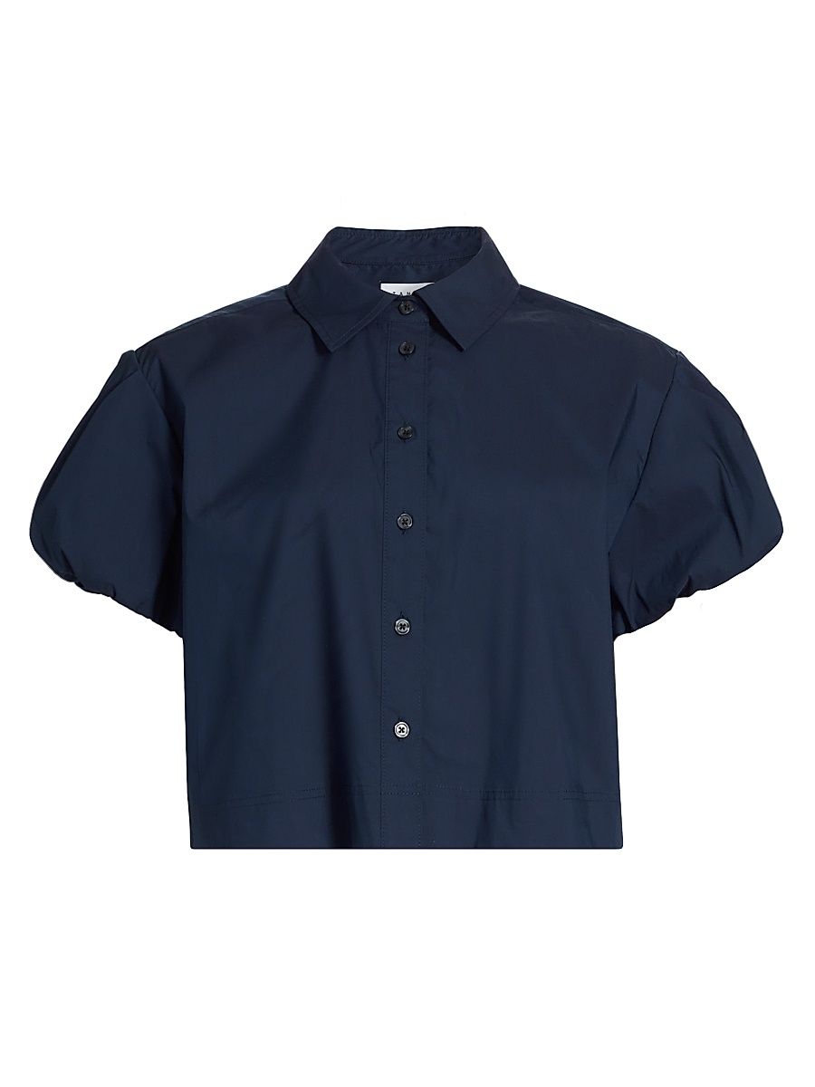Women's Elza Puff-Sleeve Crop Shirt - Midnight - Size Medium
