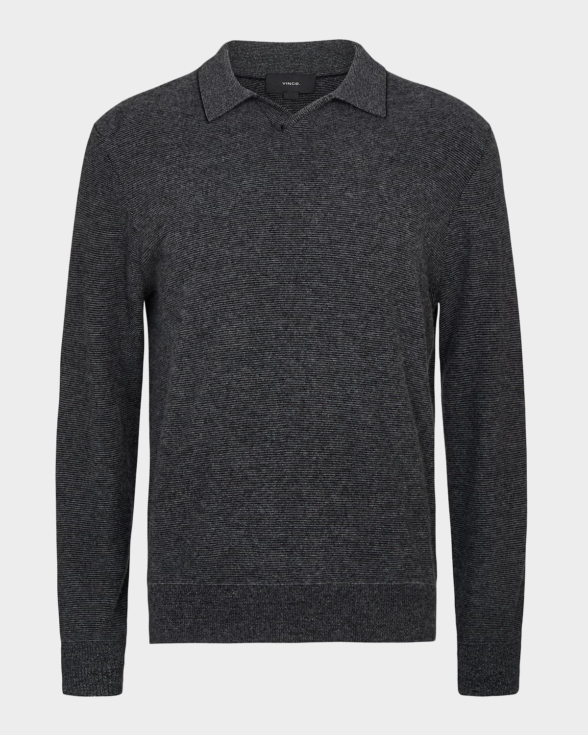 Men & apos;s Cashmere-Blend Johnny Collar Long-Sleeve Polo Shirt