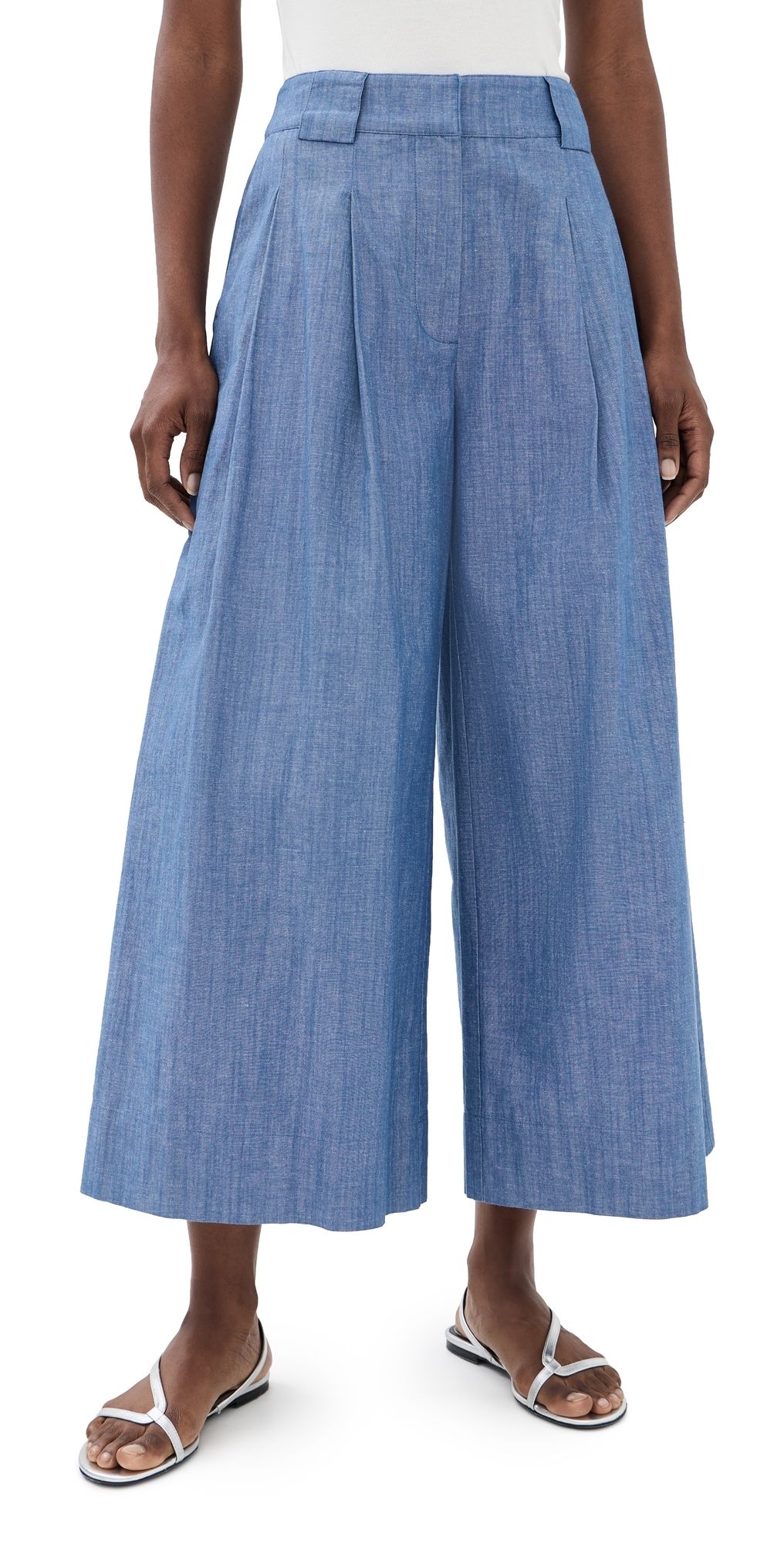 Apiece Apart Elan Midrise Palazzo Pants Chambray 12