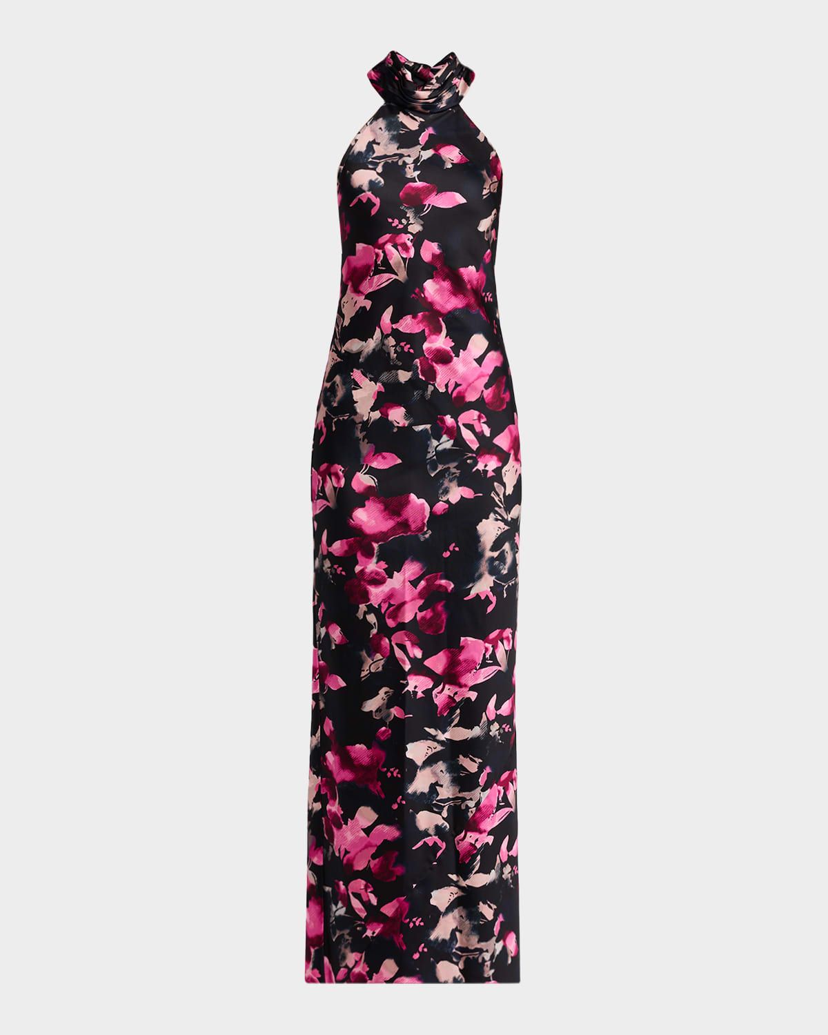 Tatiana Floral-Print Halter Column Gown
