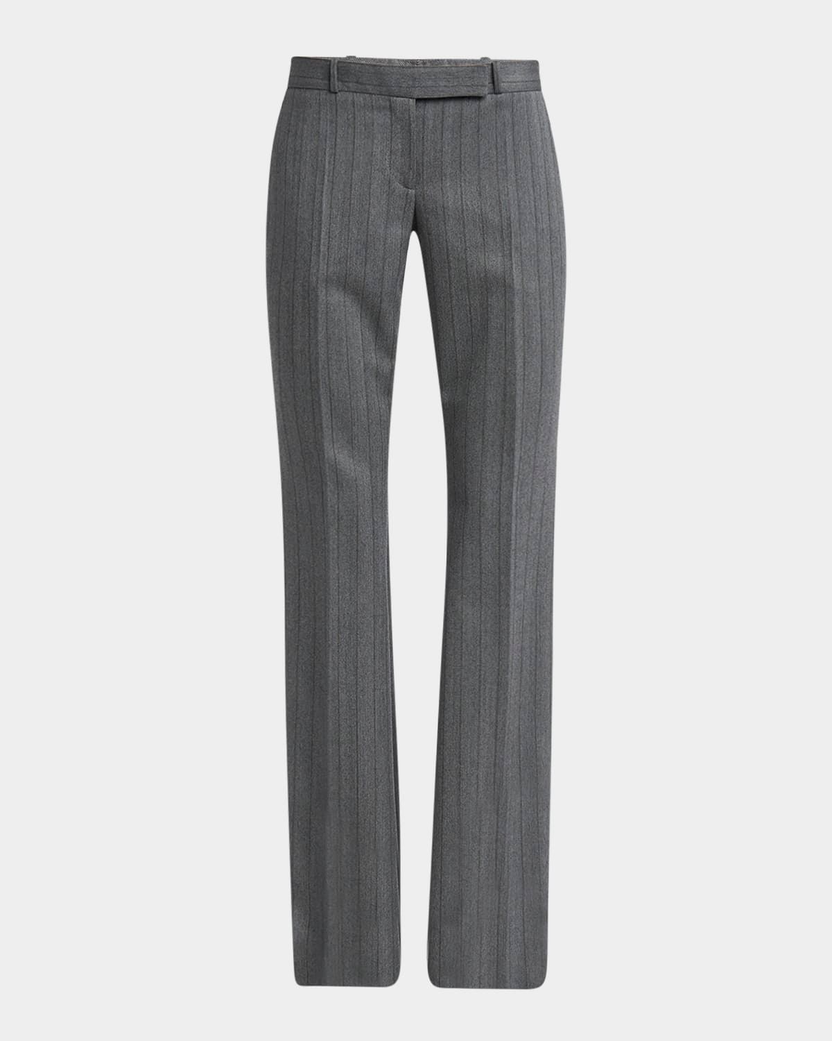 Herringbone Wool Flare Trousers