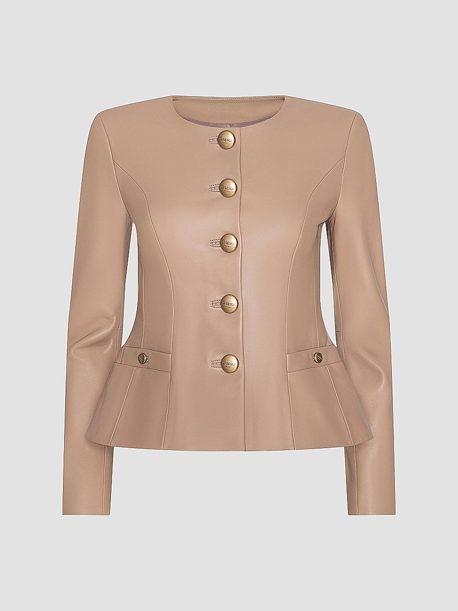 L'AGENCE Women's Mariella Leather Blazer - Cappuccino - Size 4