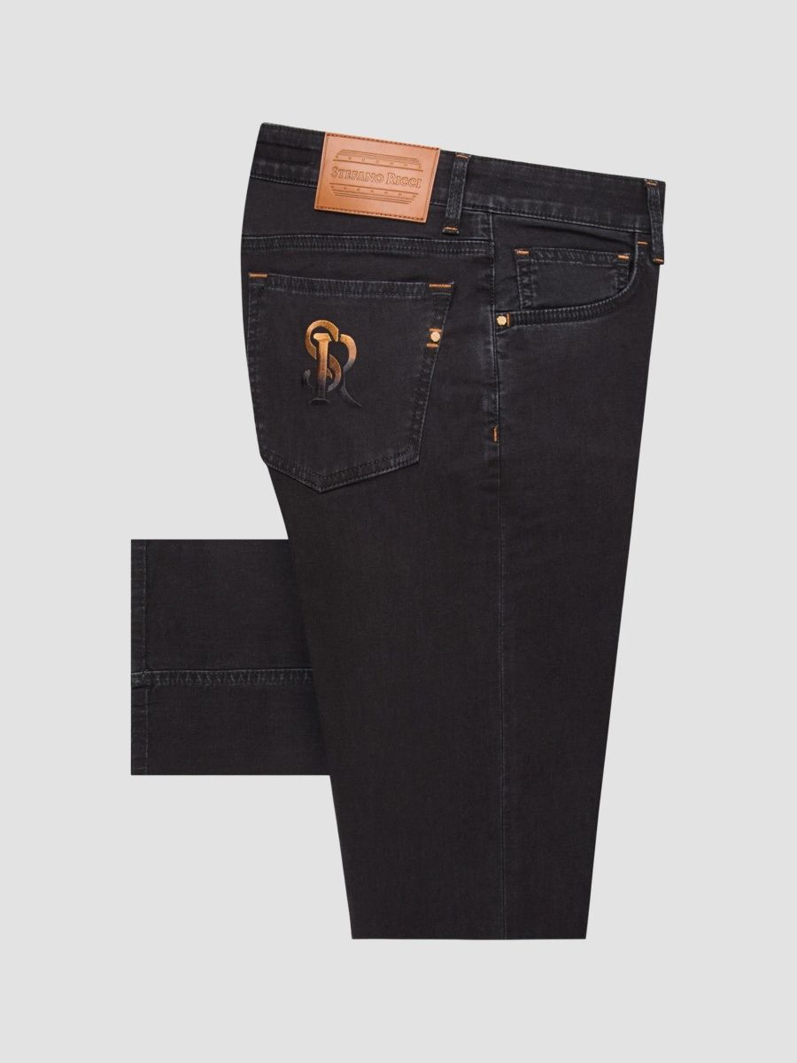 Stefano Ricci Men's Cotton Blend Tapered Jeans - Black - Size 38