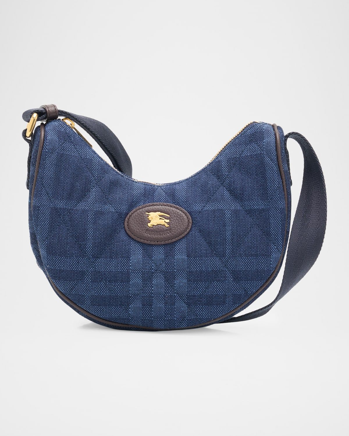 Horseshoe Quilted Cotton Denim Crossbody Bag