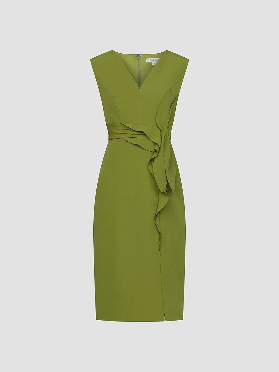 Women's Maya Ruffle Midi Dress - Soft Moss - Size 18