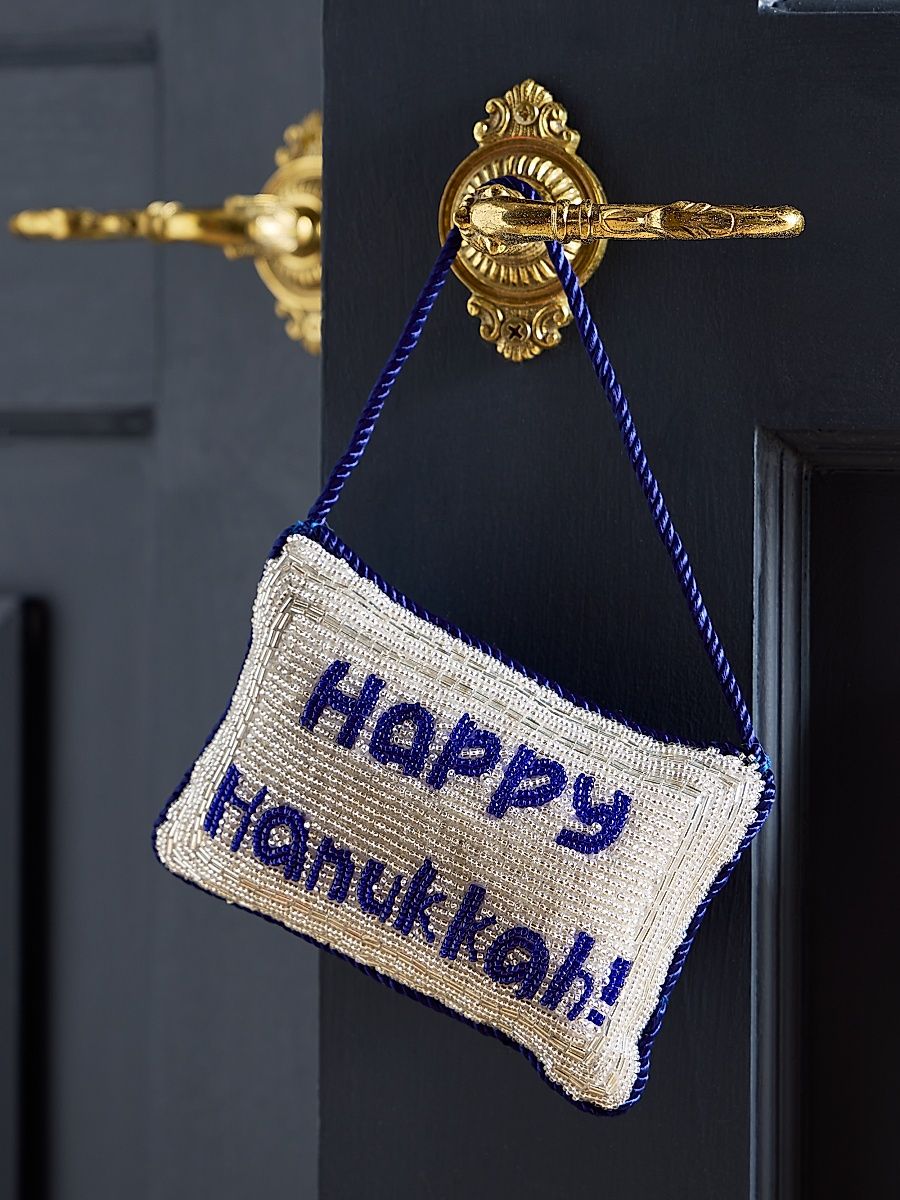 Happy Hanukkah Hand Embroidered Doorknocker