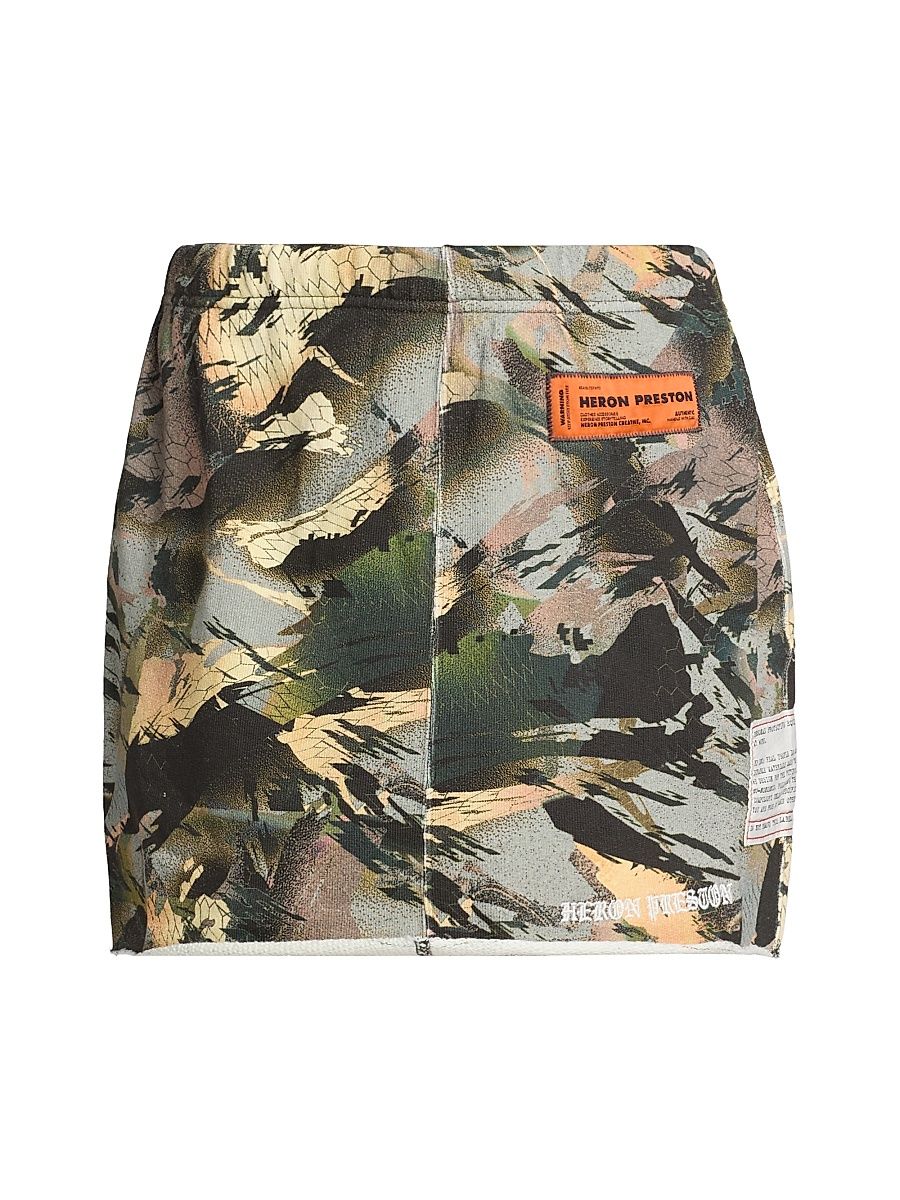 Women's Gothic Sweat Miniskirt - Camo Green - Size Small