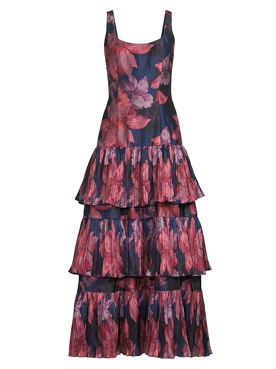 Women's Luna Floral Tiered Maxi Dress - Navy Vintage Upholstery - Size 12