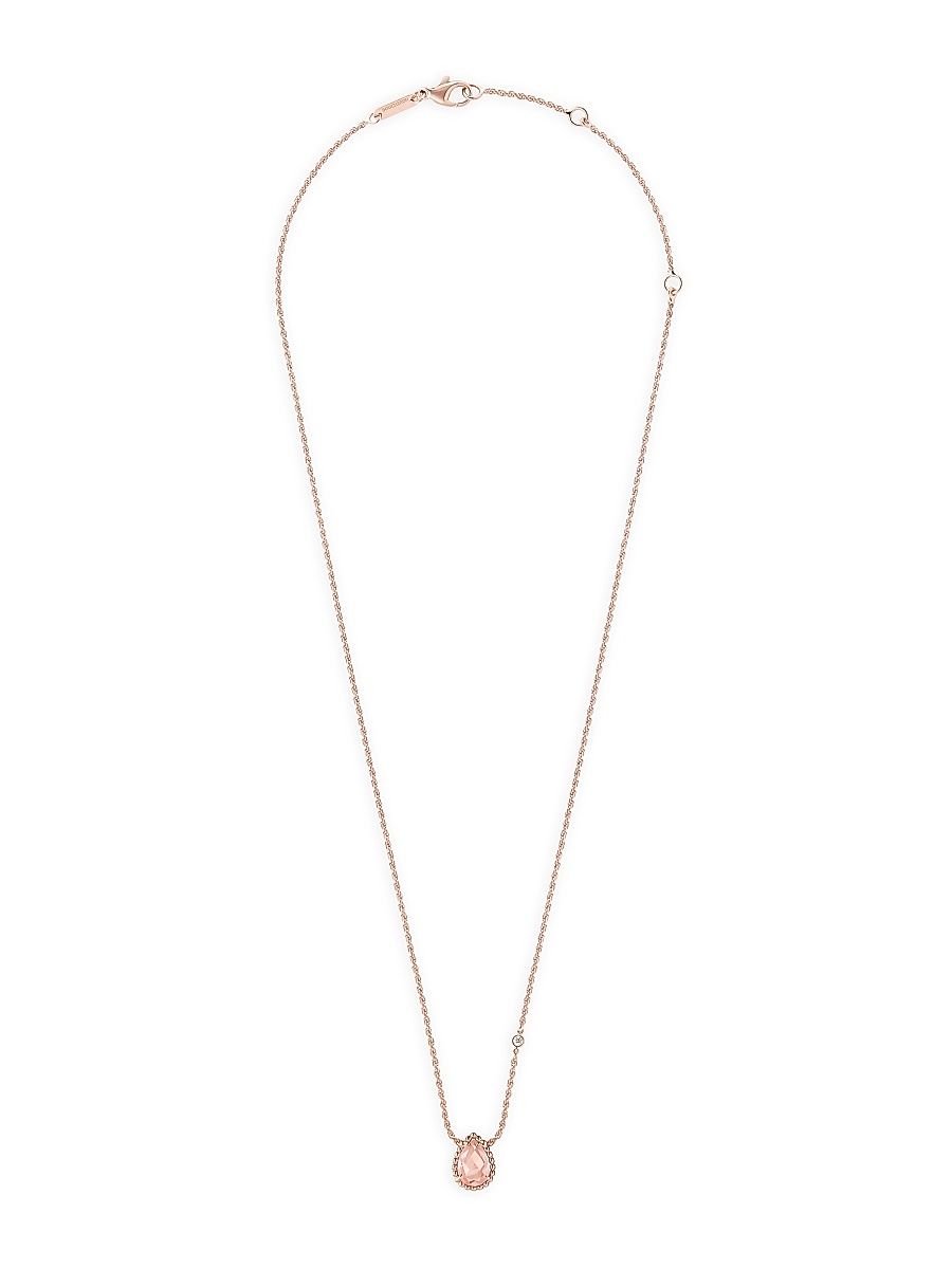 Women's Serpent Bohème 18K Rose Gold, Pink Quartz & 0.03 TCW Diamond Pendant Necklace - Rose Gold