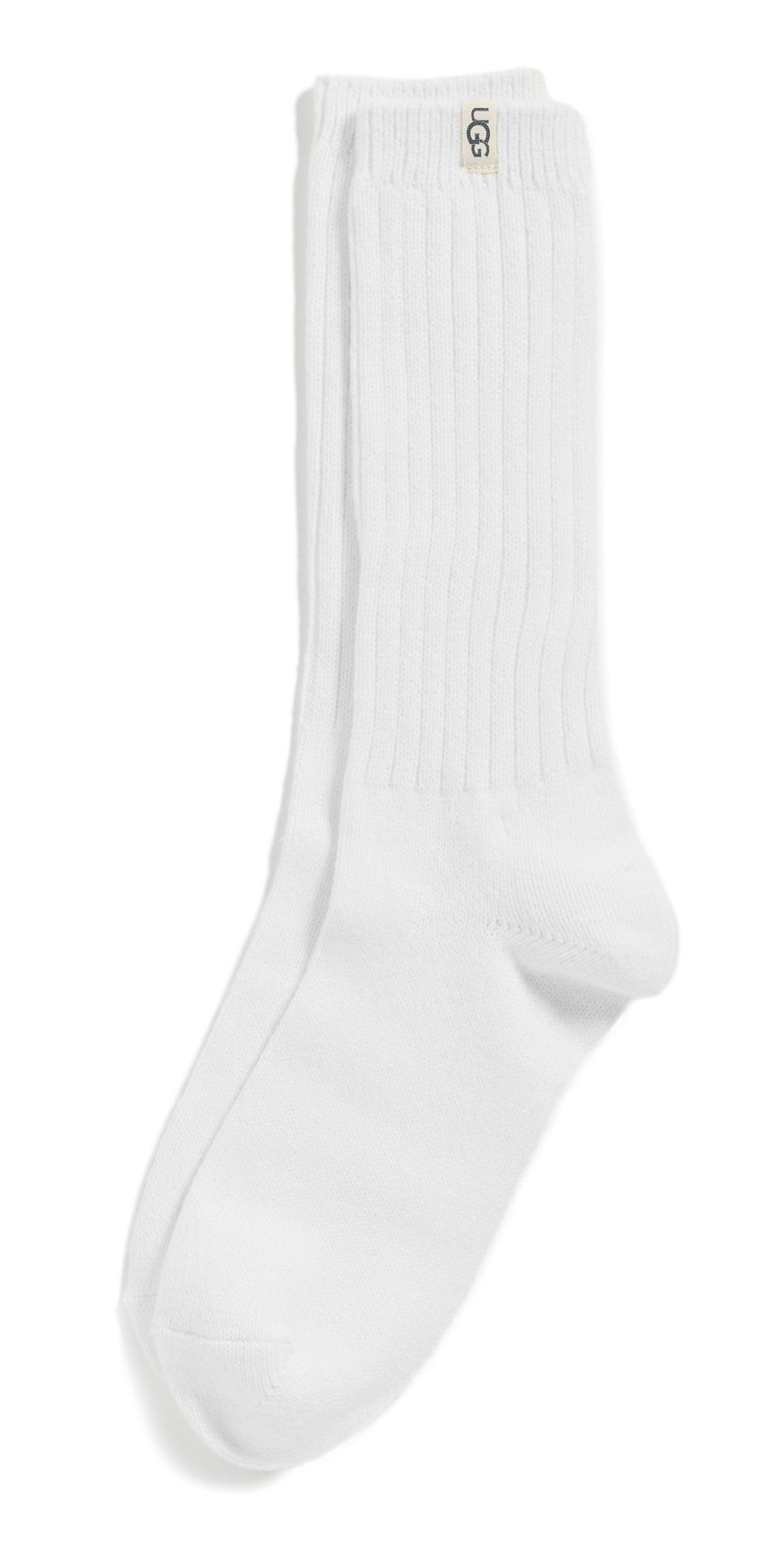 UGG Rib Knit Slouchy Crew Socks White One Size