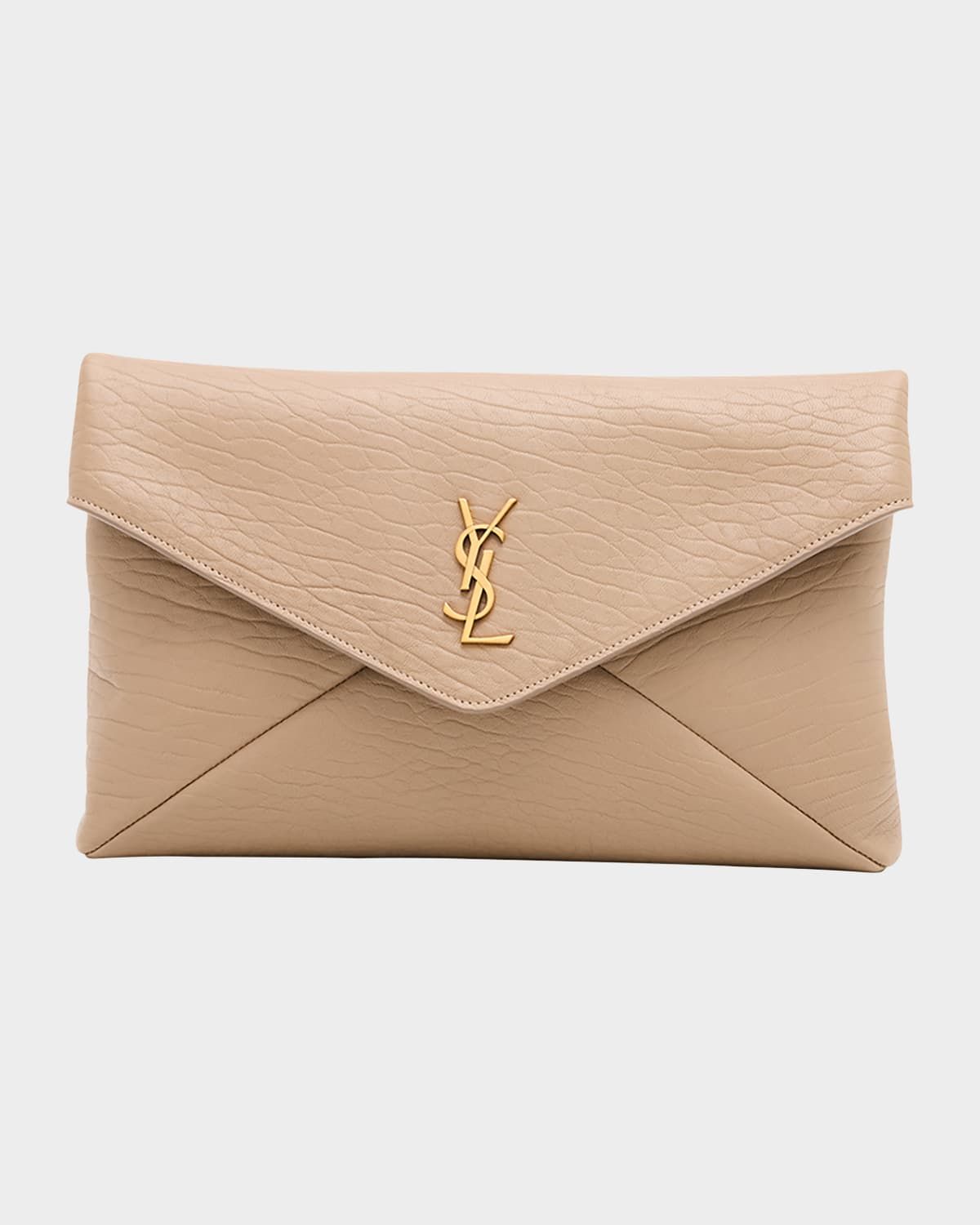 Large YSL Envelope Pouch Clutch Bag in Leather