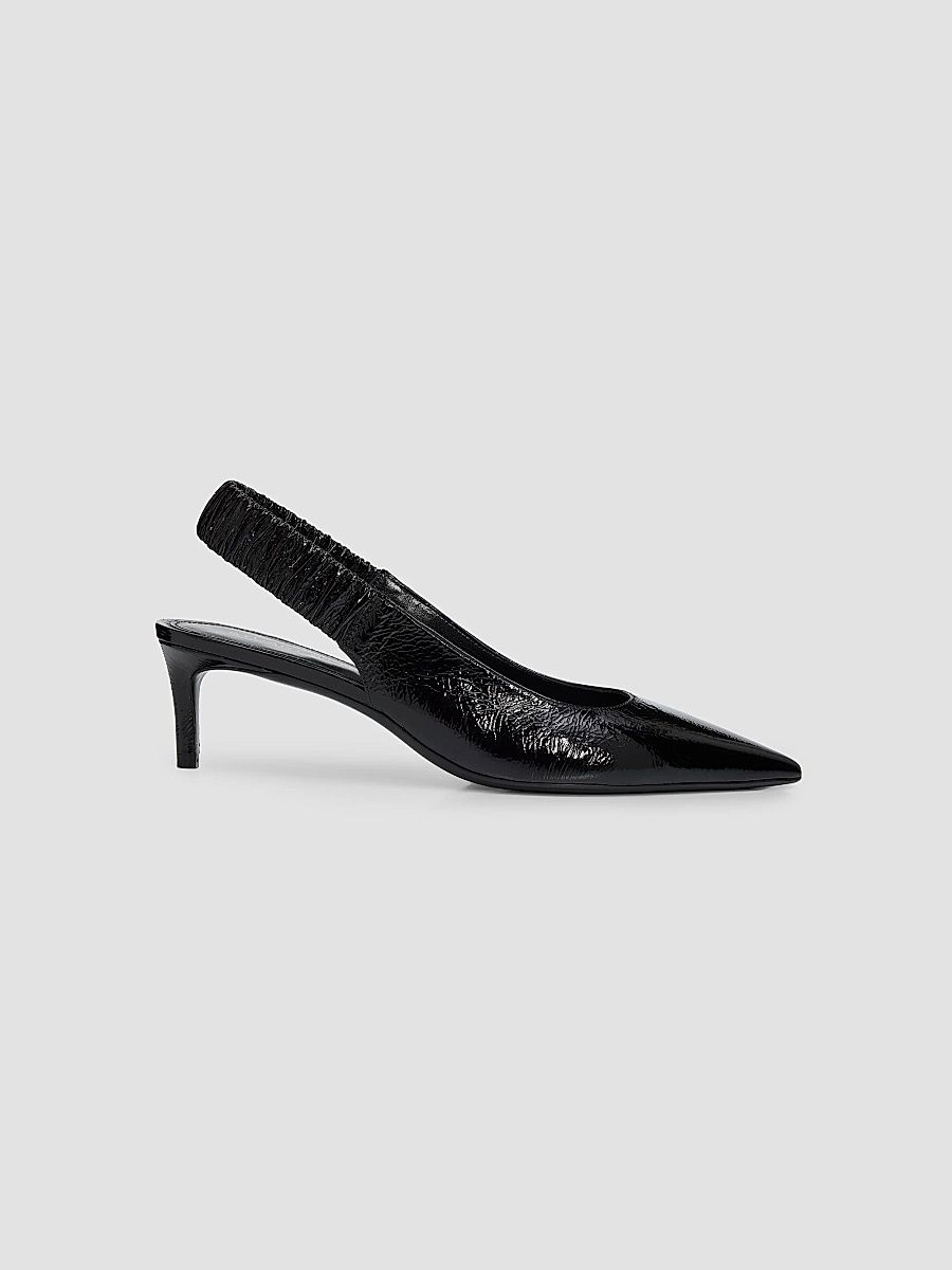 Stuart Weitzman Women's 50MM Patent Leather Slingback Pumps - Black - Size 12