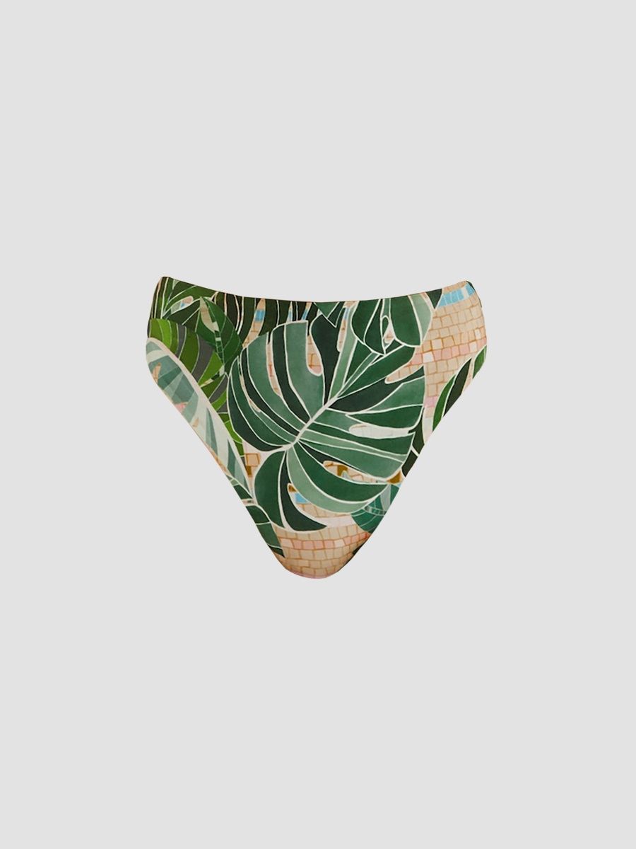Farm Rio Women's Mosaic High-Waisted Bikini Bottom - Multicolor - Size Large