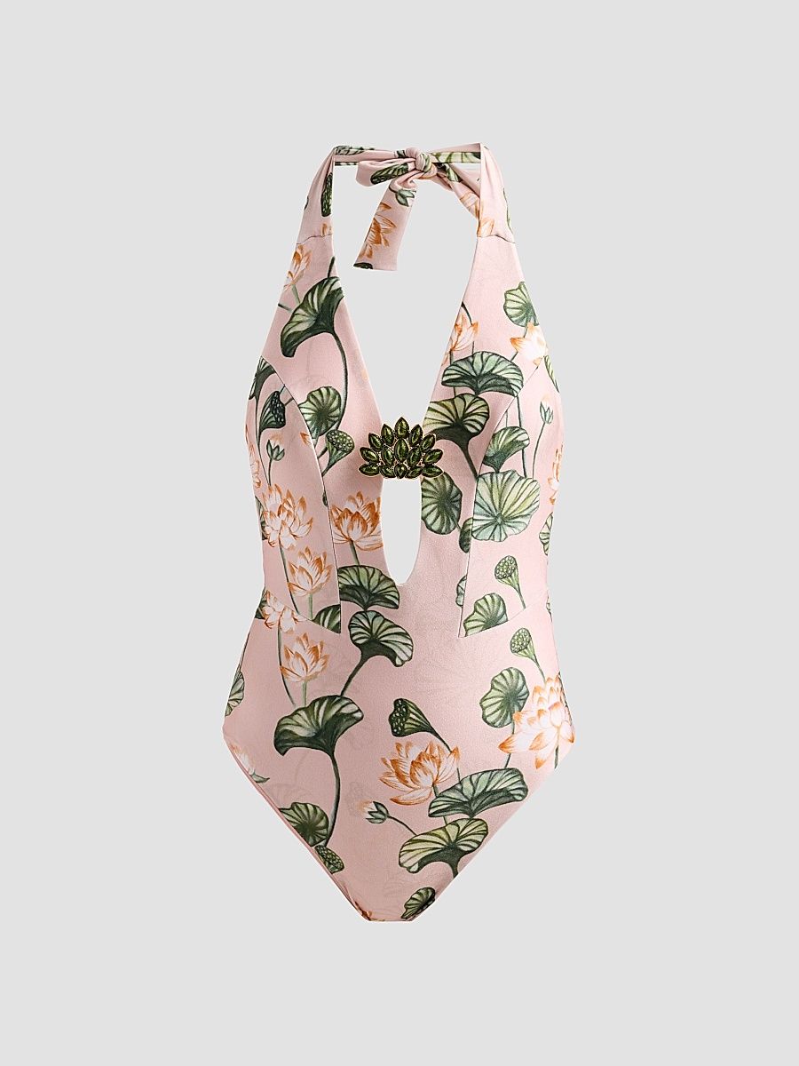 Women's Lotus One-Piece Swimsuit - Light Pink - Size XS