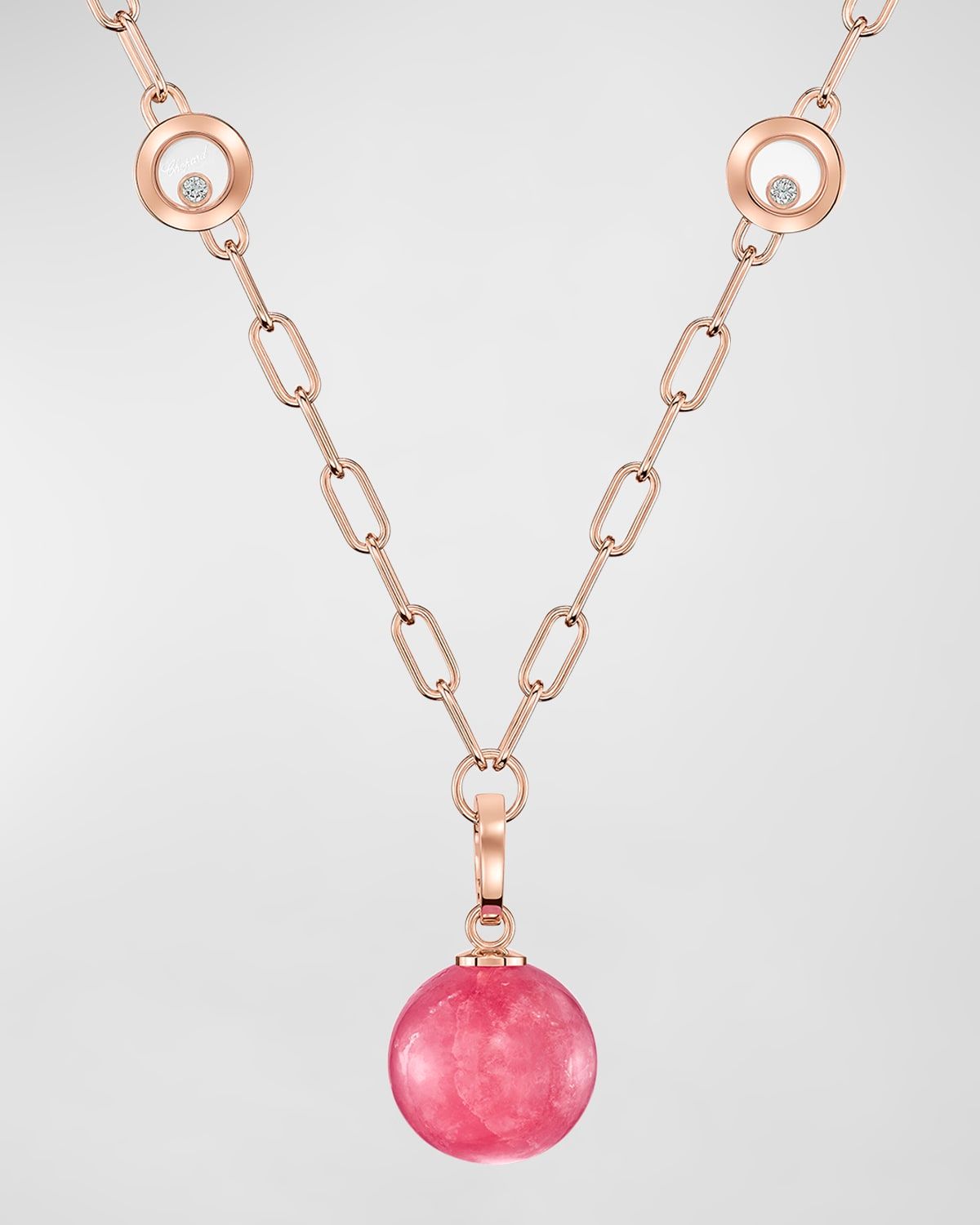 Happy Diamonds Planet 18K Rose Gold Rhodochrosite Necklace