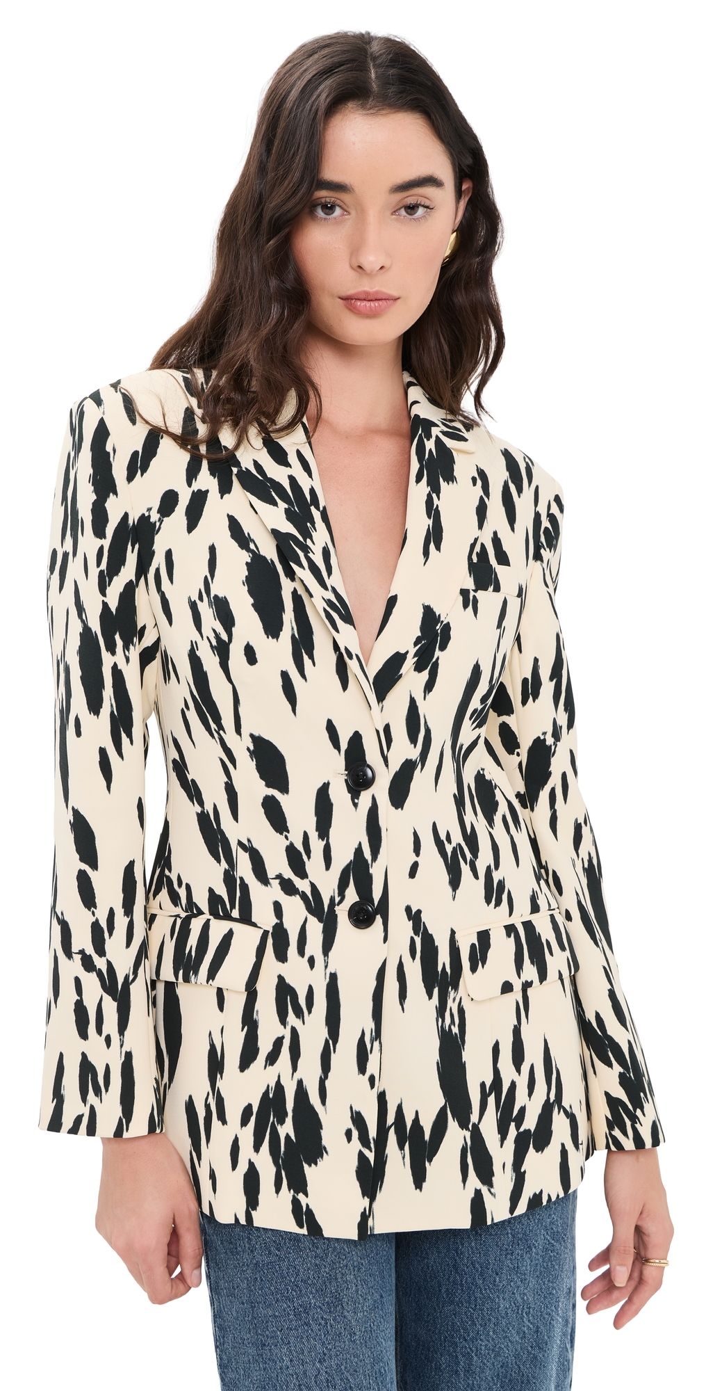 ANINE BING Laika Blazer Golden Beige Leopard 38