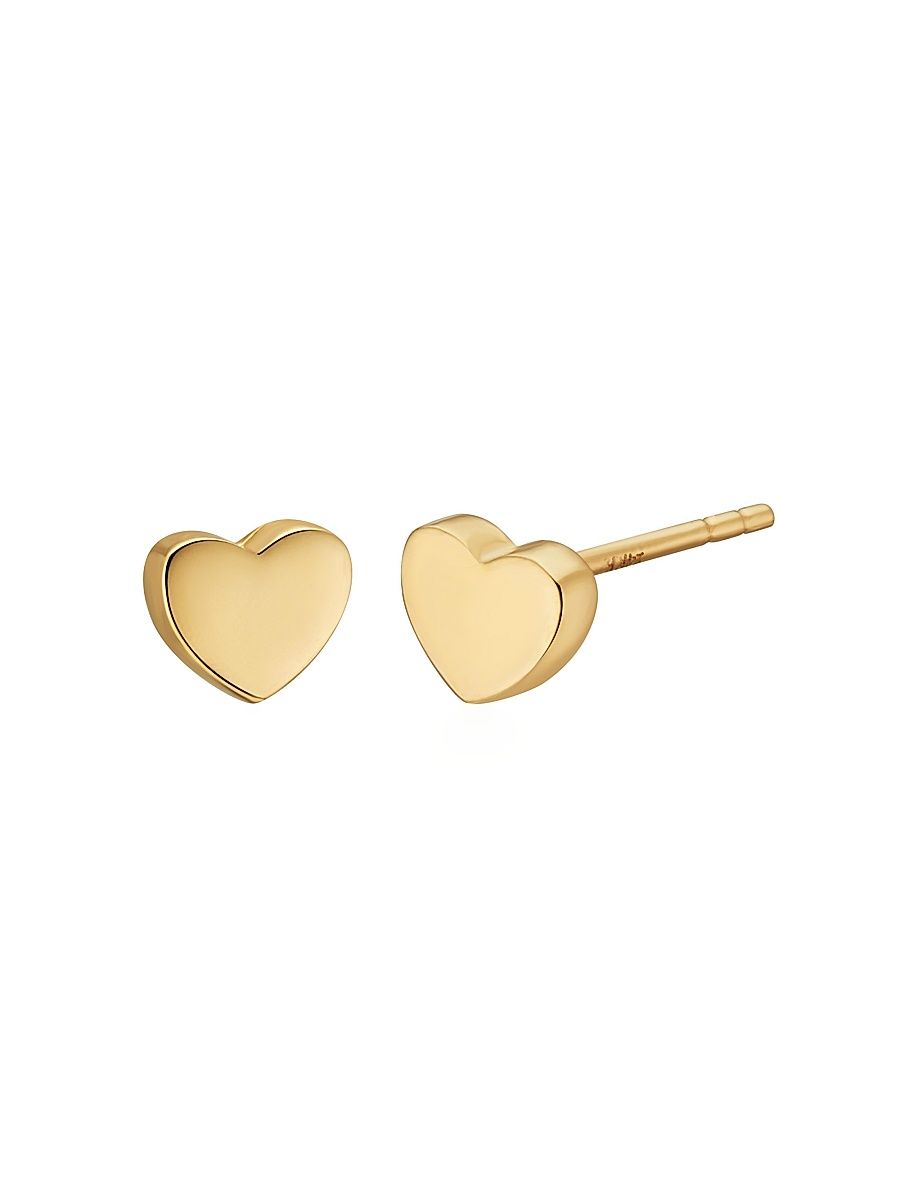 Women's 14K Yellow Gold Sweet Heart Studs - Gold