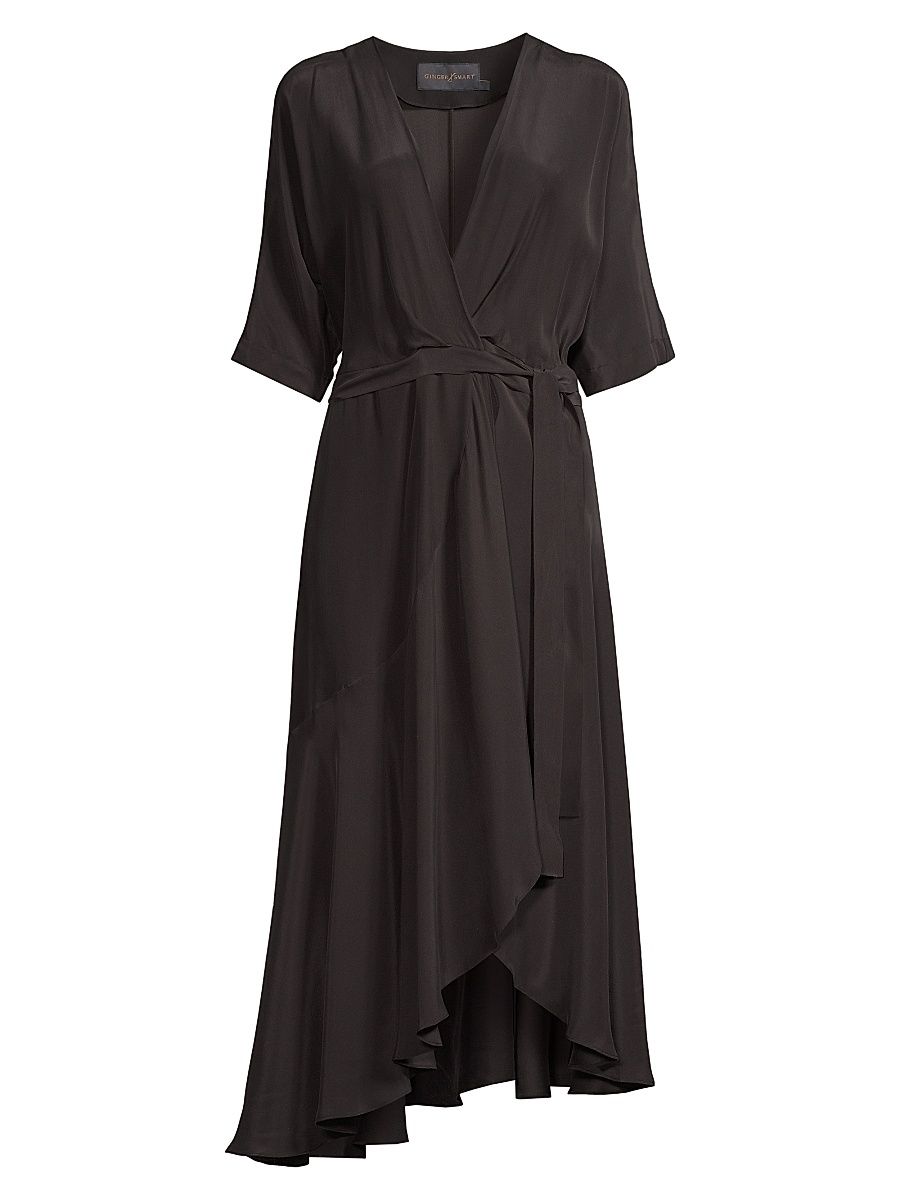 Women's Beloved Wrap Midi-Dress - Black - Size 6