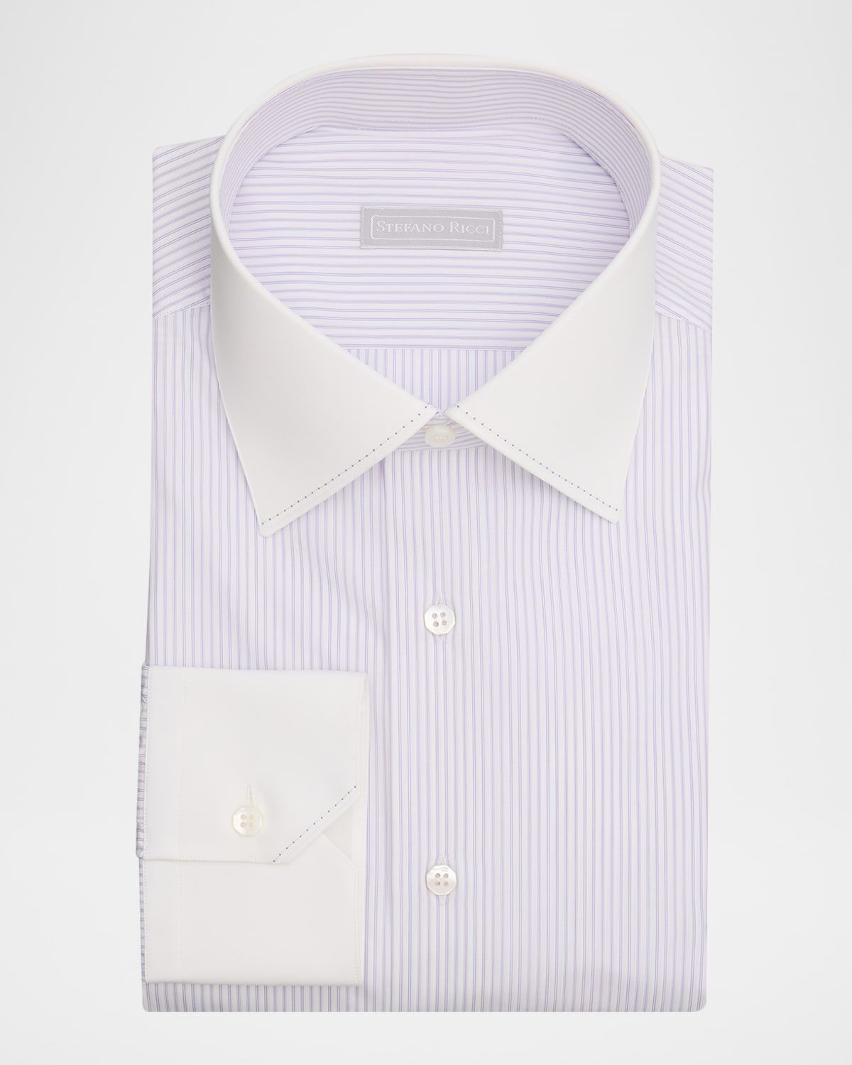 Men & apos;s Contrast Collar and Cuff Cotton Stripe Dress Shirt