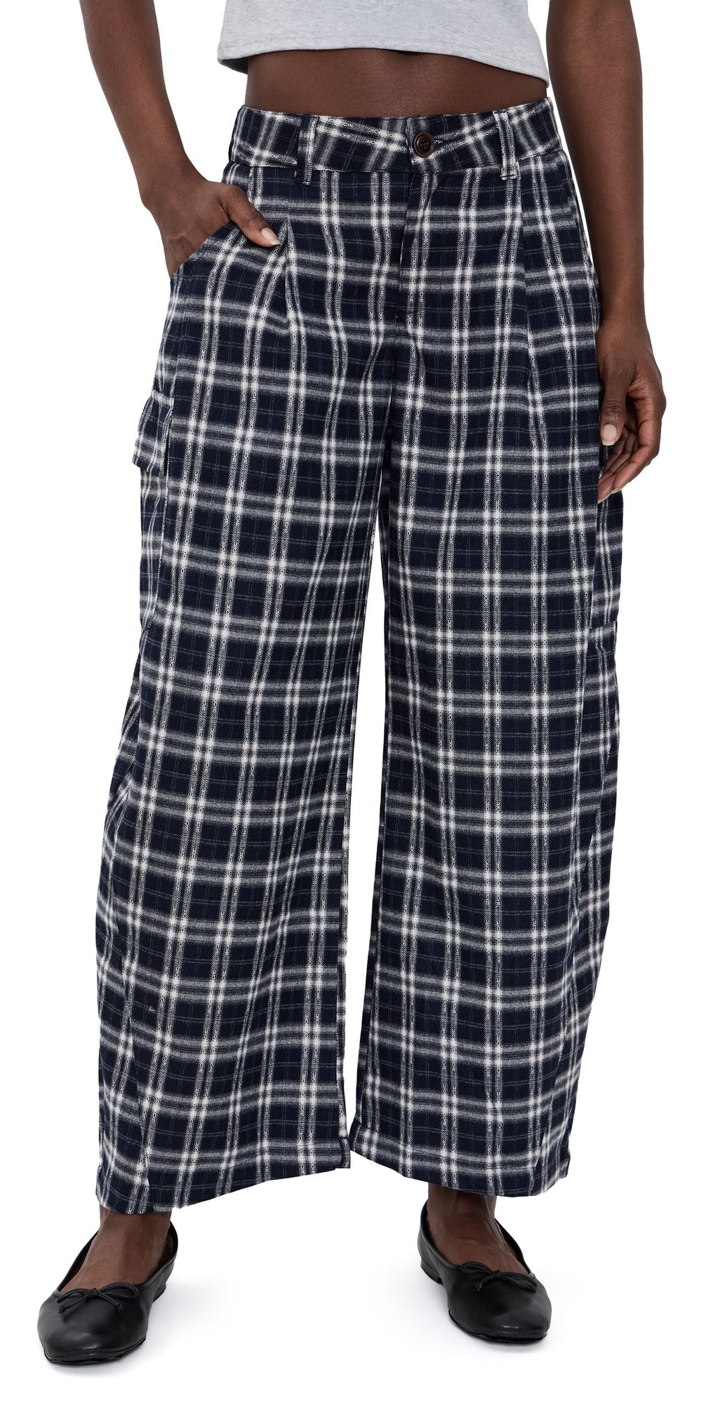 Lioness Nova Pants Navy Plaid XXL