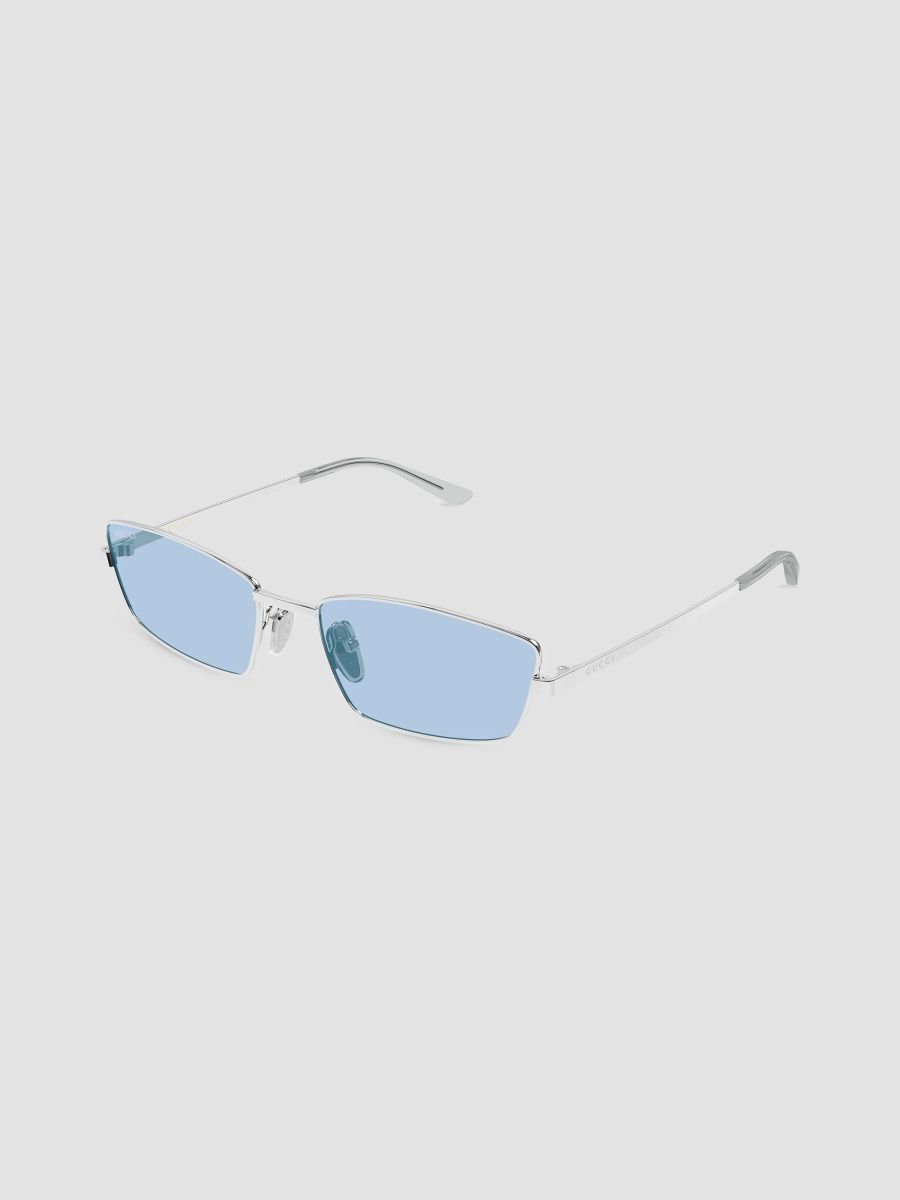 Gucci Women's Lettering Gg2177S Rectangular Metal Sunglasses - Silver