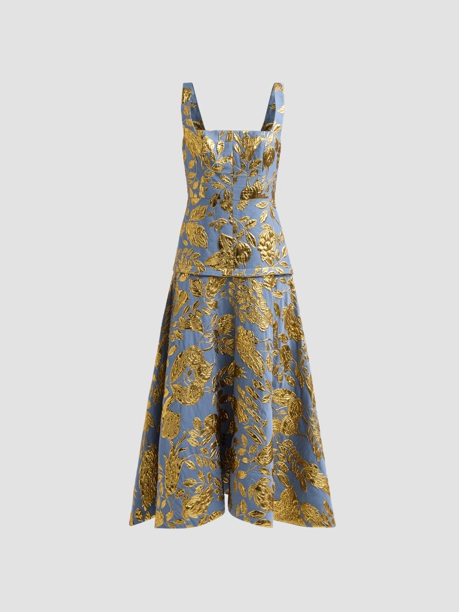Lela Rose Women's Floral Metallic Fil Coupé Cocktail Dress - Gold - Size 16