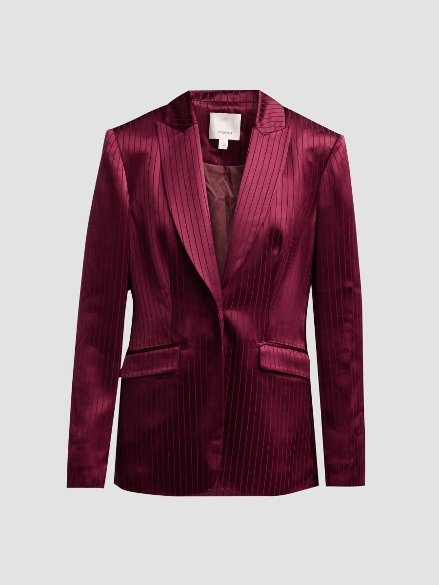 Women's Cheyenne Striped Georgia Satin Blazer - Black Cherry - Size 12