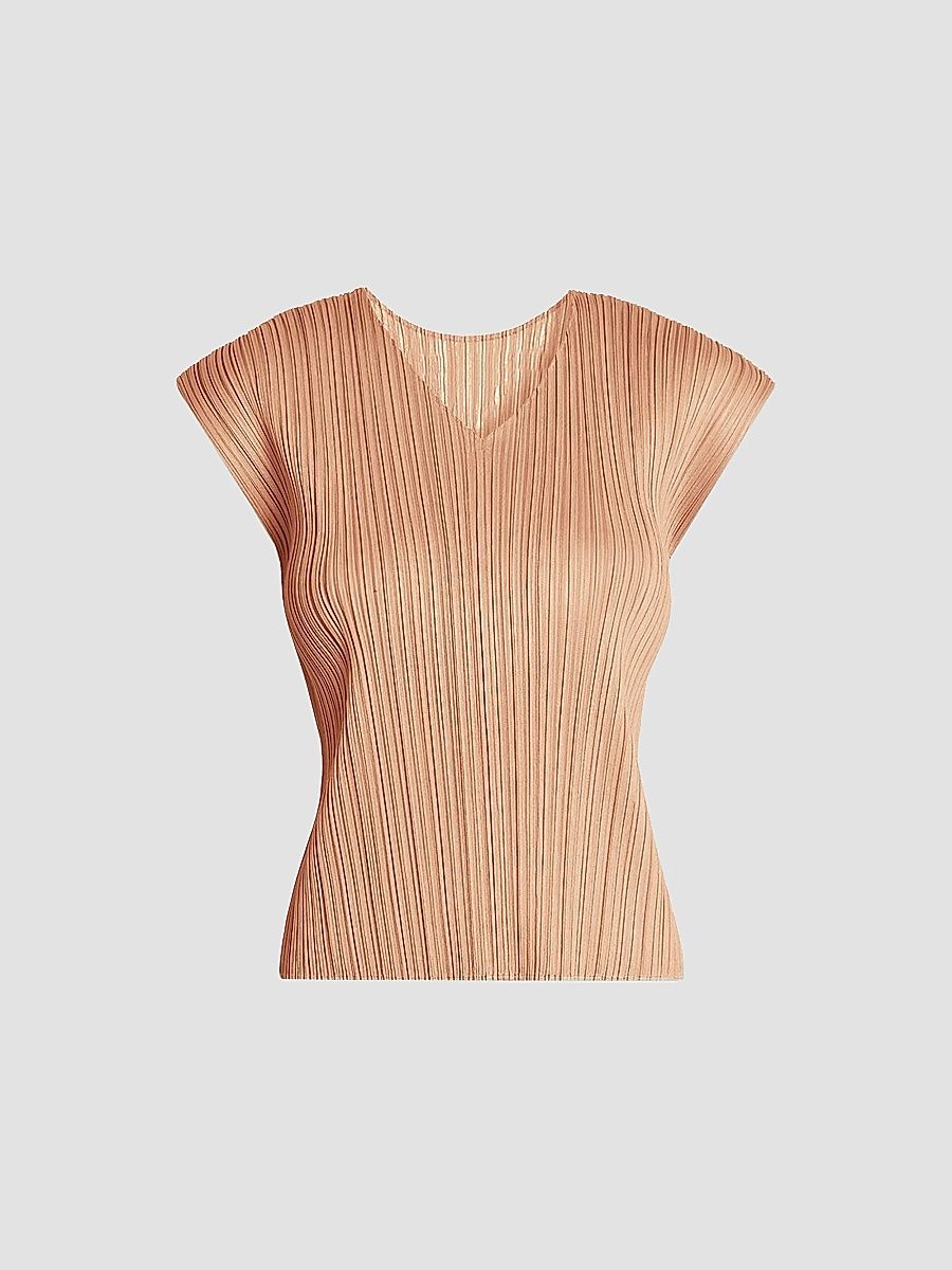 Women's Monthly Colors: June Pleated Top - Pink Beige - Size Large