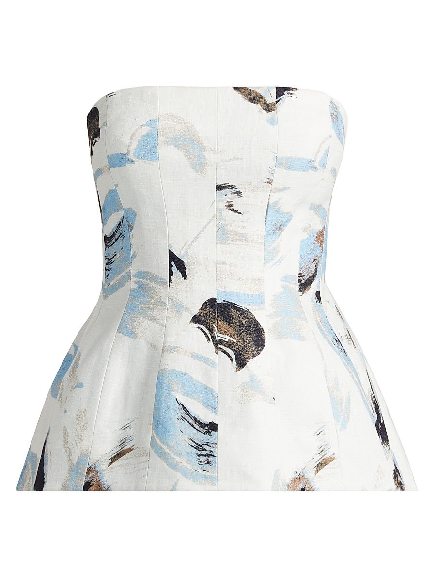 Women's Rosalie Abstract Print Cotton Strapless Top - Magnolia - Size 10