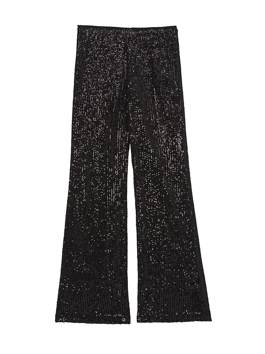 Girl's Liza Sequin-Embellished Flared Pants - Black - Size 14