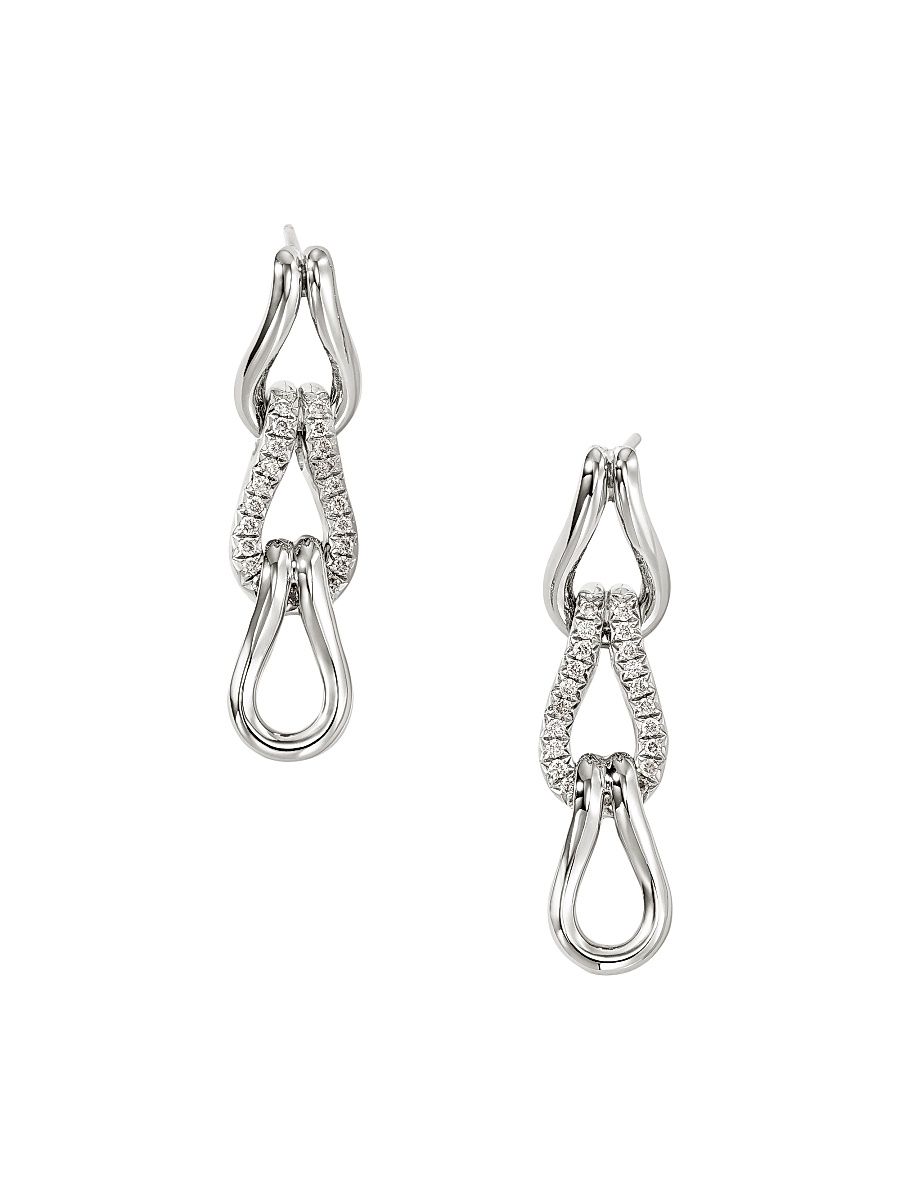 Women's Surf Sterling Silver & 0.36 TCW Diamond Triple-Link Drop Earrings - Silver