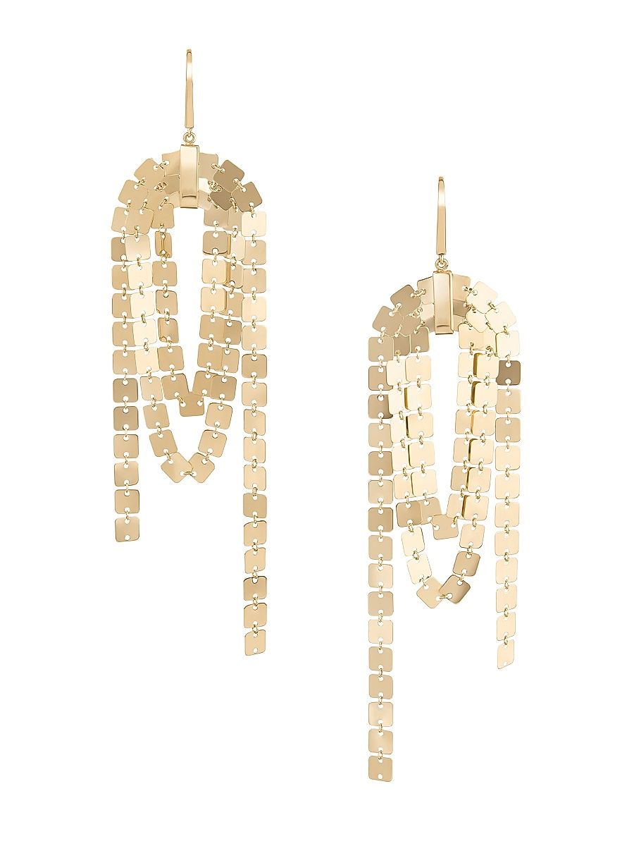 Women's 14K Yellow Gold Laser Square Linear Cascade Earrings - Yellow Gold