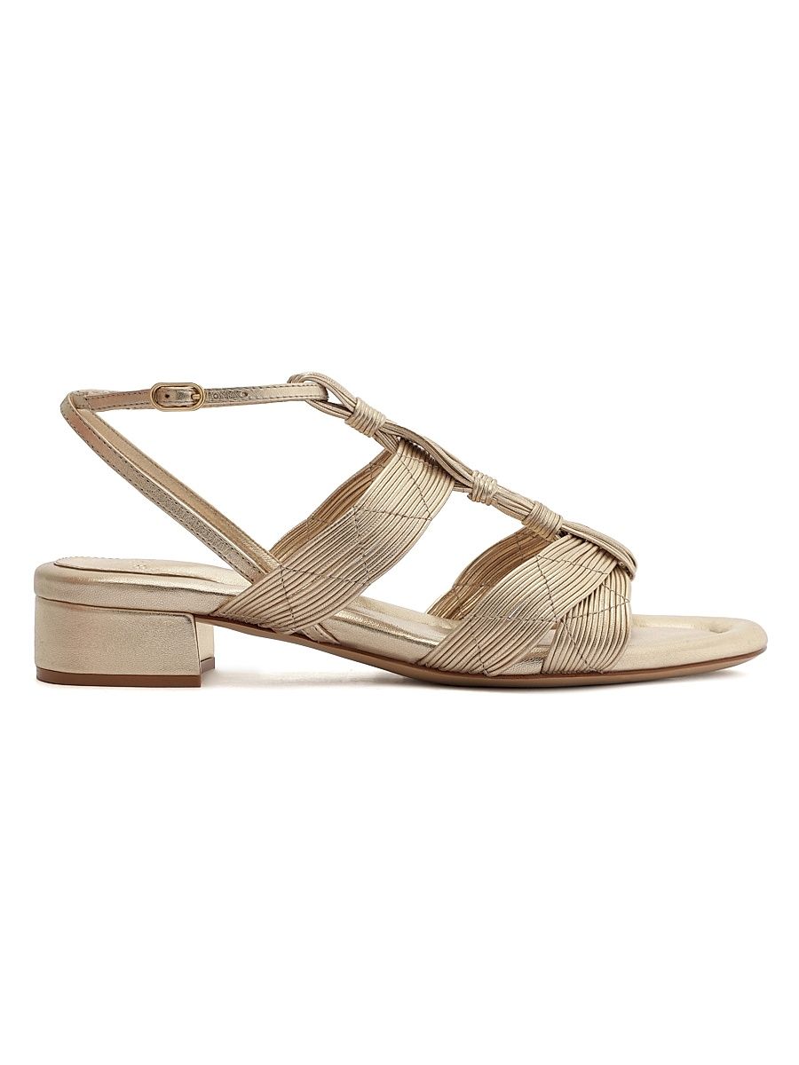 Women's Olga 30MM Metallic Leather Sandals - Golden - Size 9.5