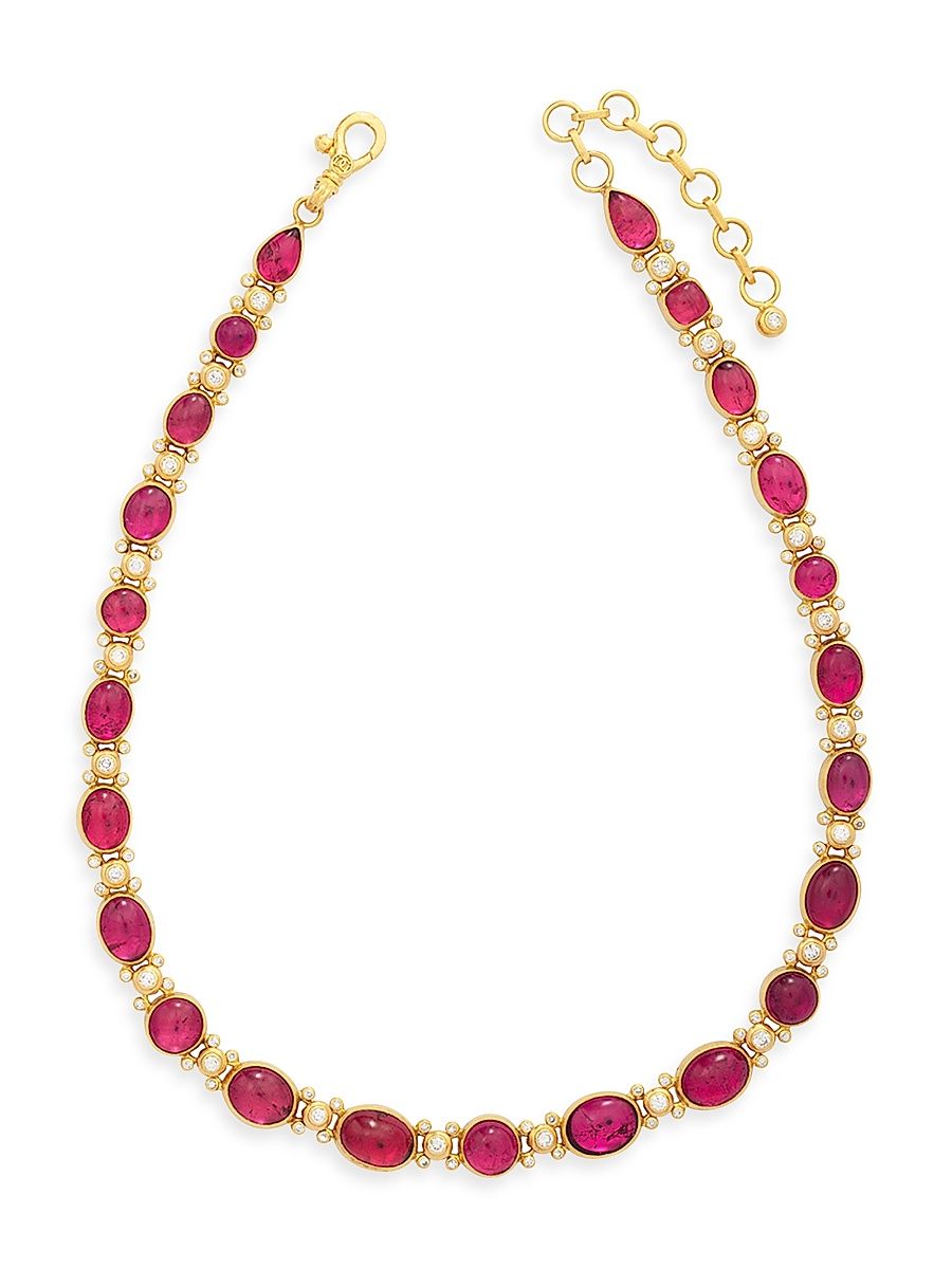 Women's Rune 24K Yellow Gold, Pink Tourmaline & 2.896 TCW Diamond Necklace - Gold