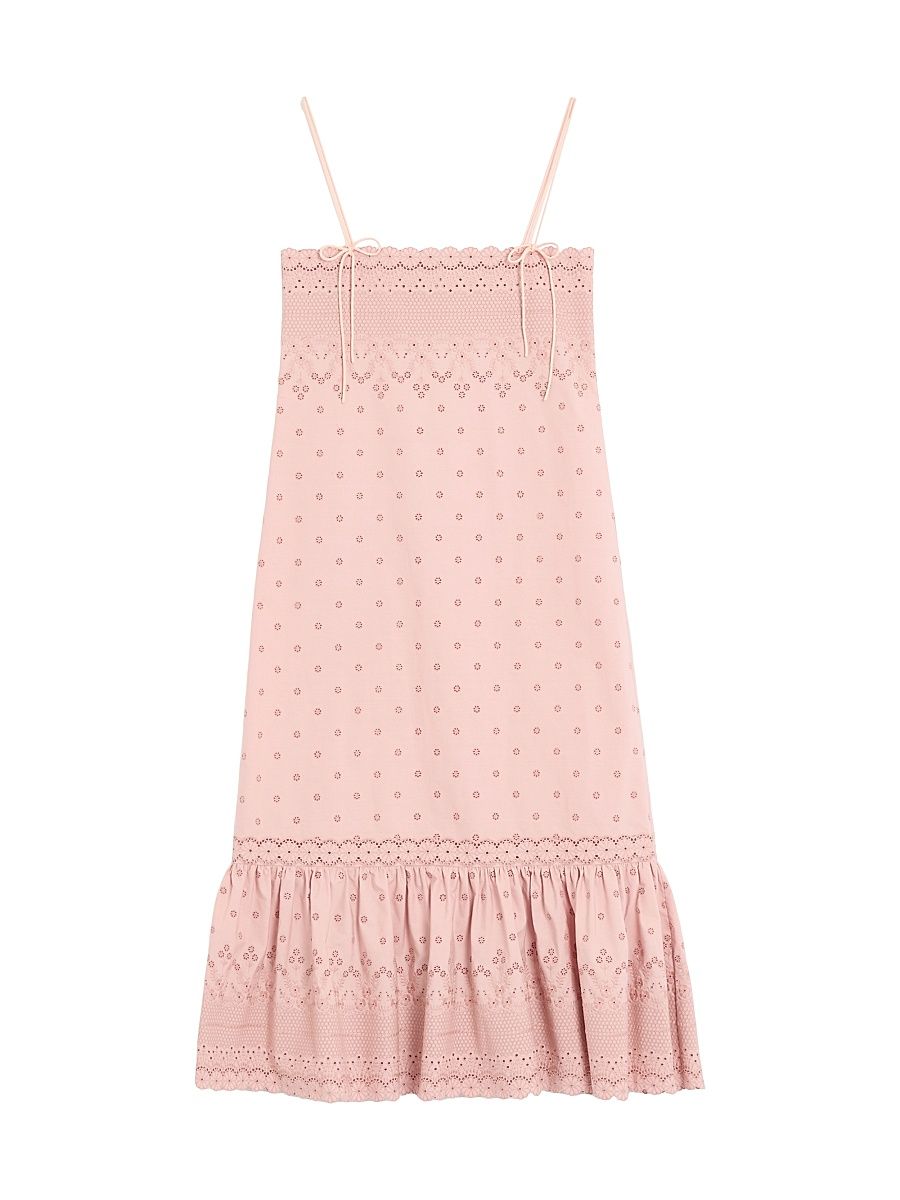 Women's Midi Dress in Sangallo with Fleur A Jours Margheritine - Pink - Size 6