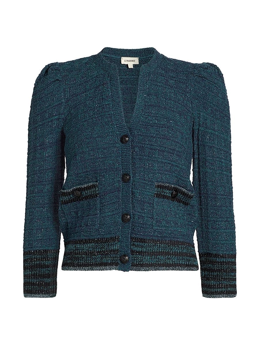 Women's Jenni Waffle-Knit Cardigan - Deep Teal Multi - Size XXL