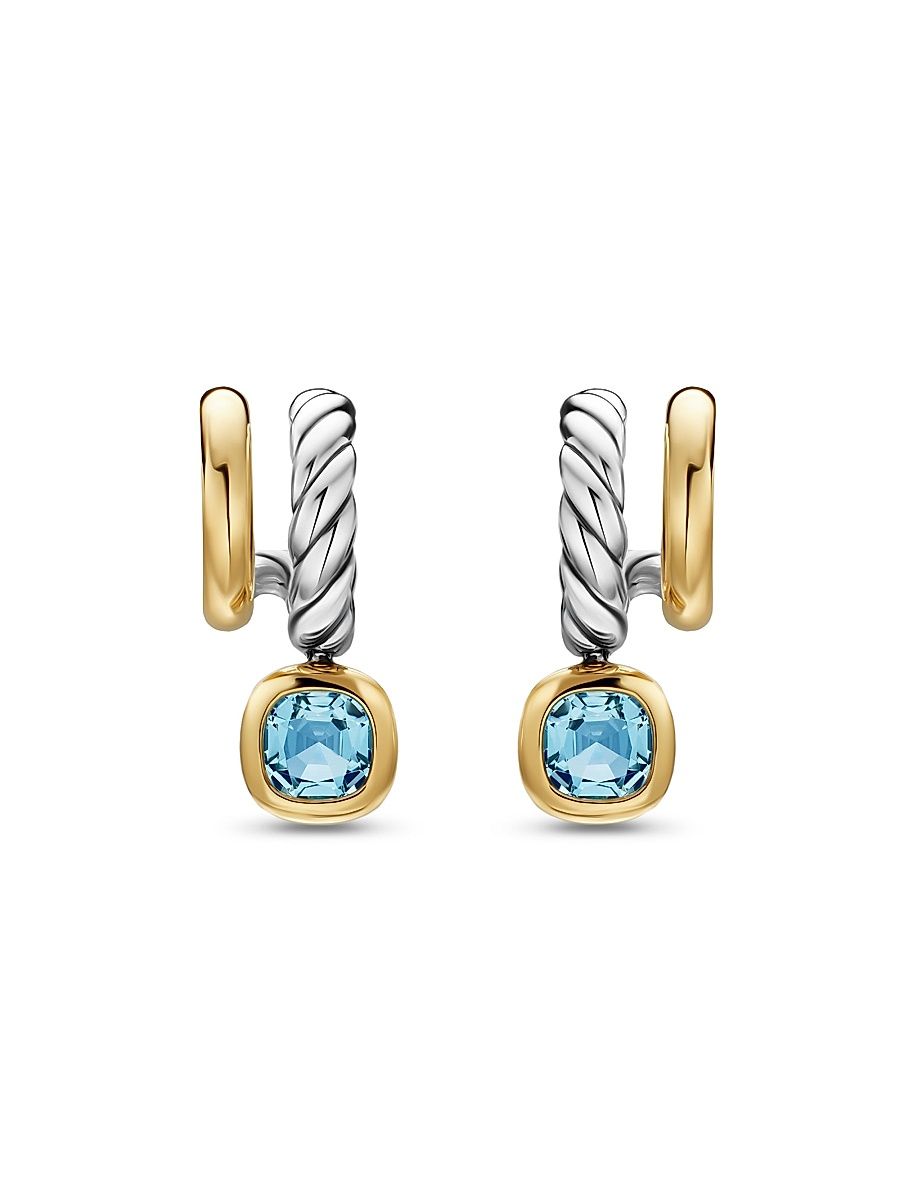 David Yurman Women's DY Mercer Color Two Row Drop Earrings in Sterling Silver - Sky Blue Topaz