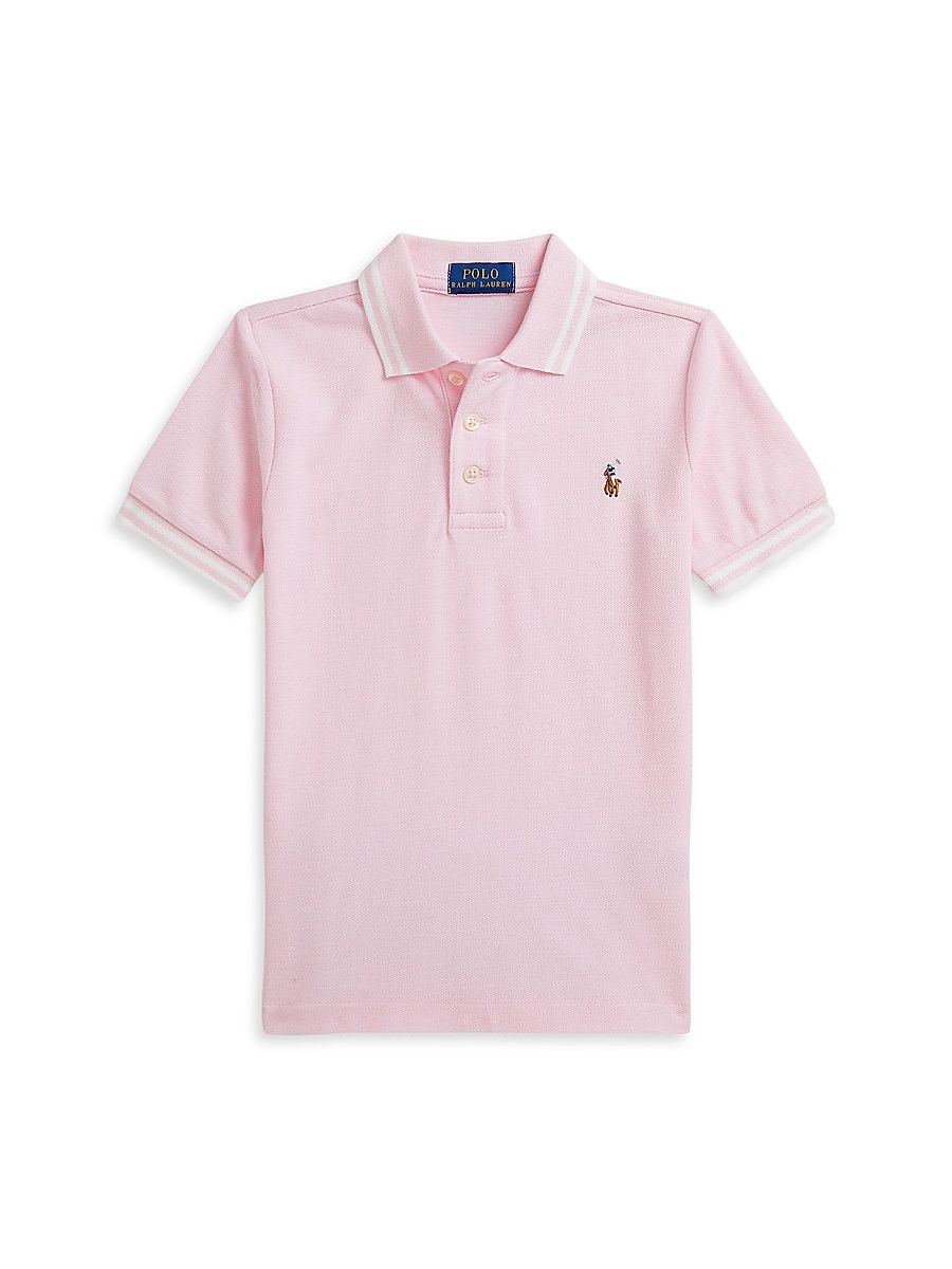 Little Boy's & Boy's Oxford Mesh Polo Shirt - Carmel Pink - Size 8