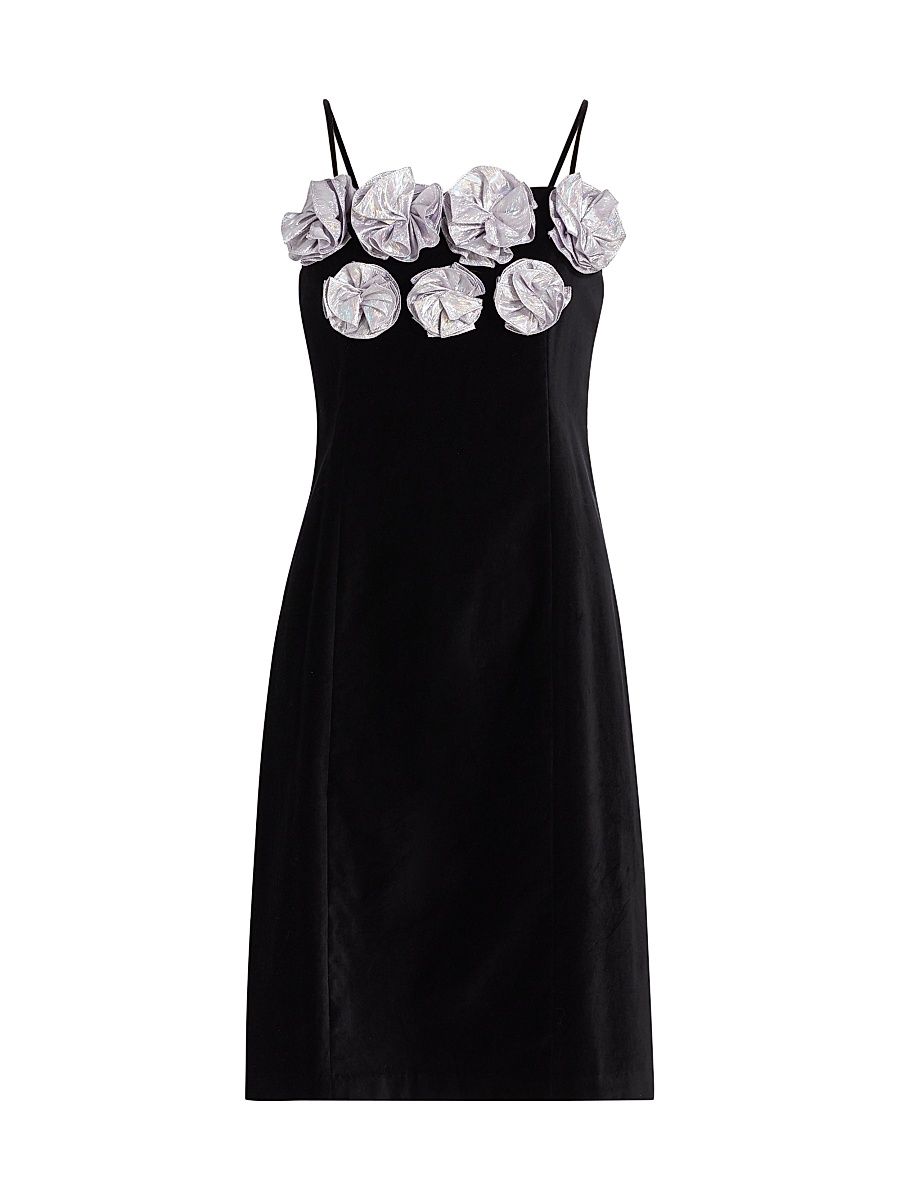 Women's Gaby Floral Appliqué Dress - Black - Size 2