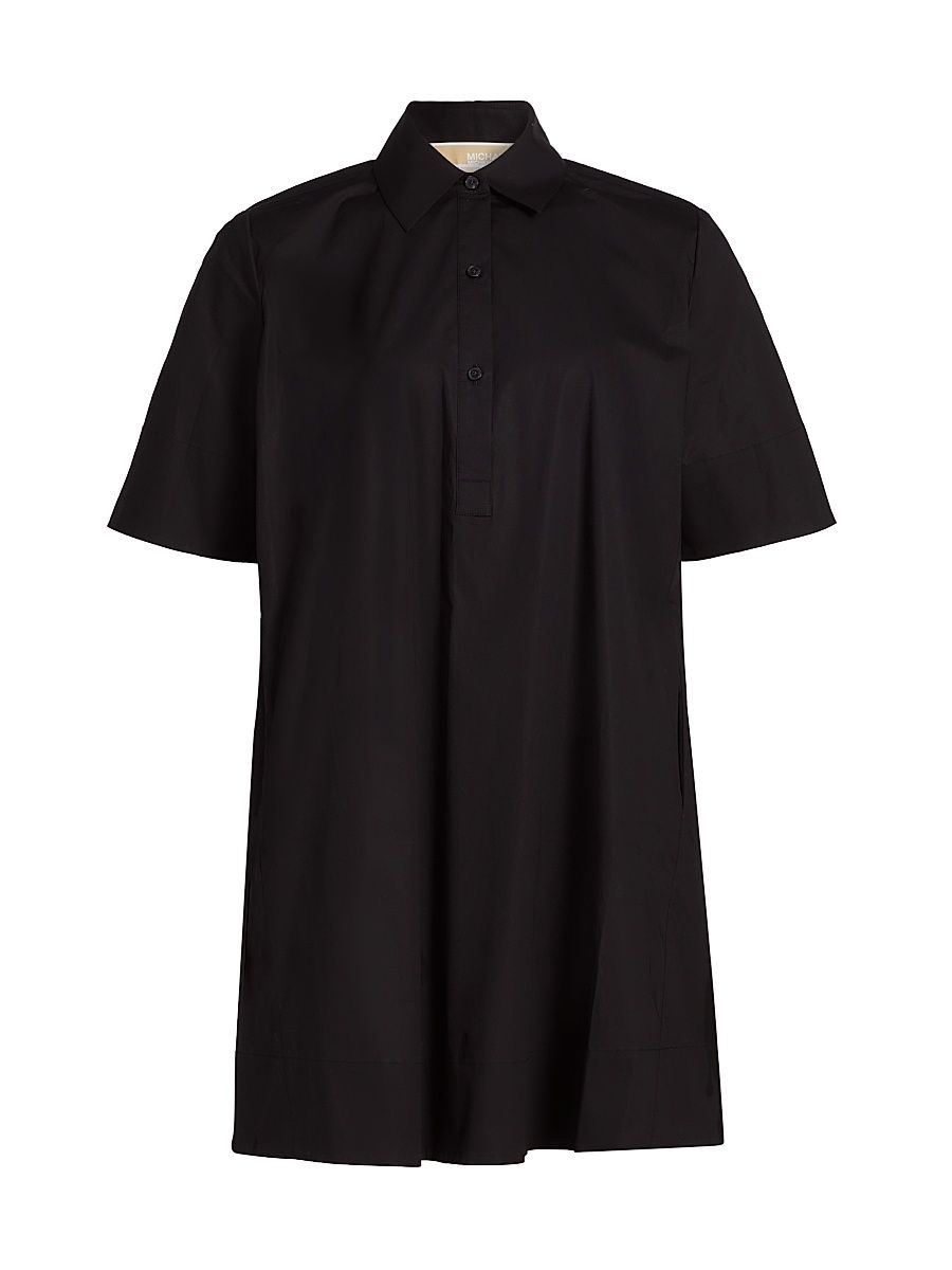 Women's Stretch Cotton Pintuck Shirtdress - Black - Size Medium