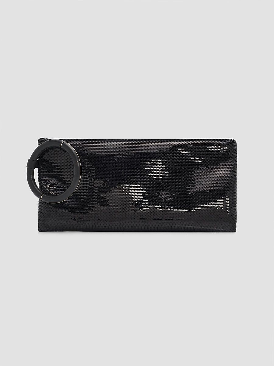 Women's Aura Sequin Embroidery Clutch - Black