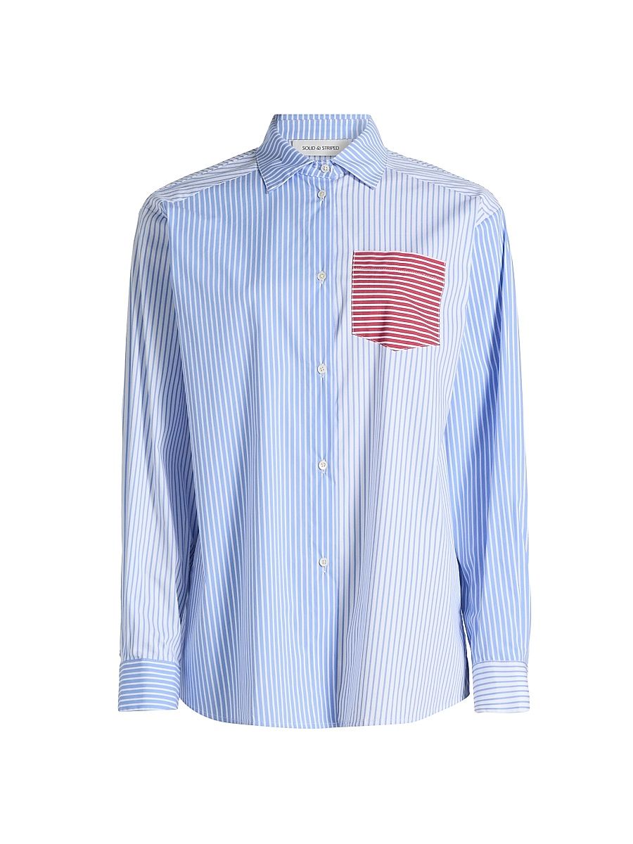 Women's The Avril Stripe Button-Front Shirt - Colorblock Marina - Size Small