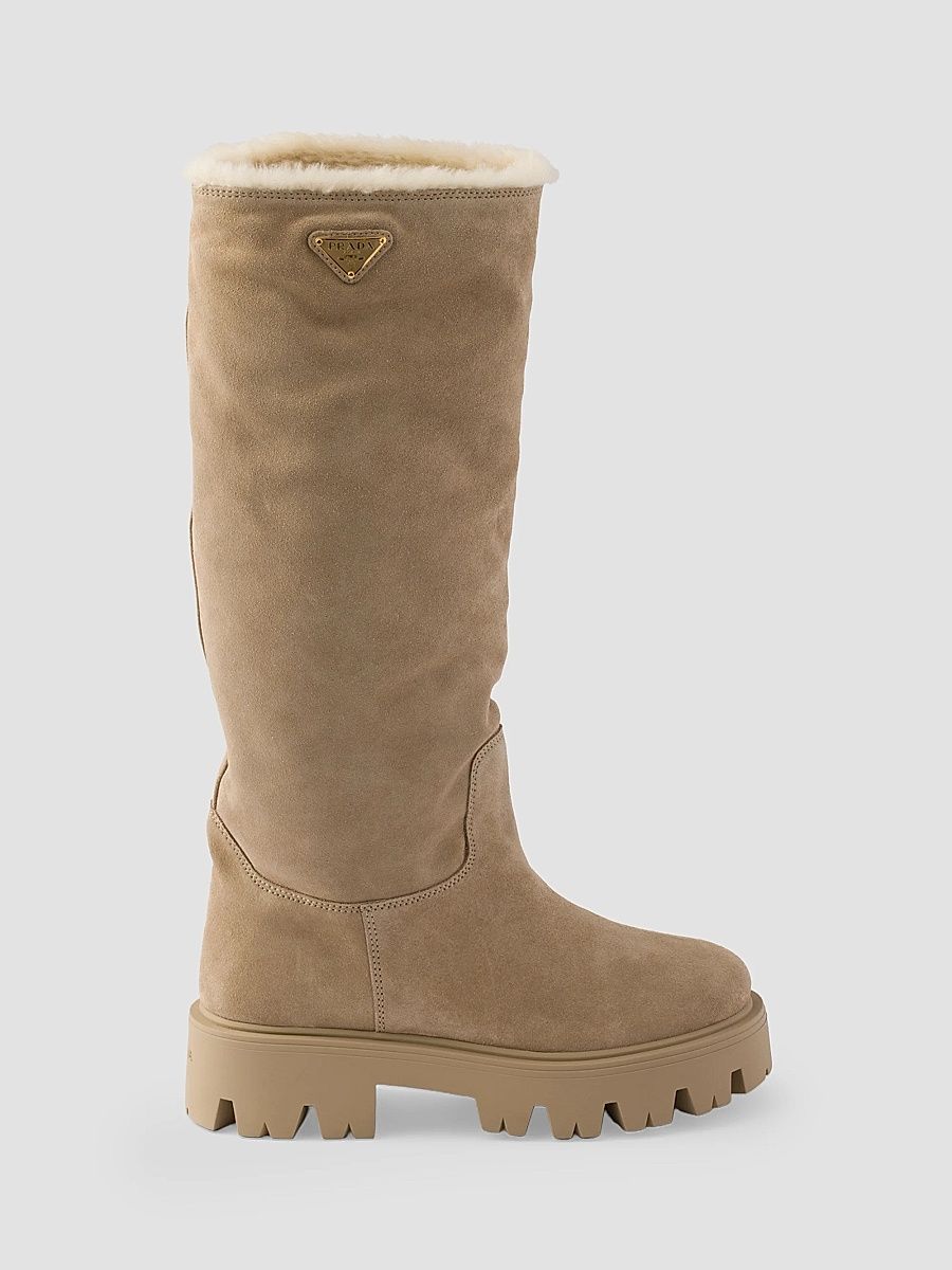 Prada Women's Suede Boots - Beige Khaki - Size 11