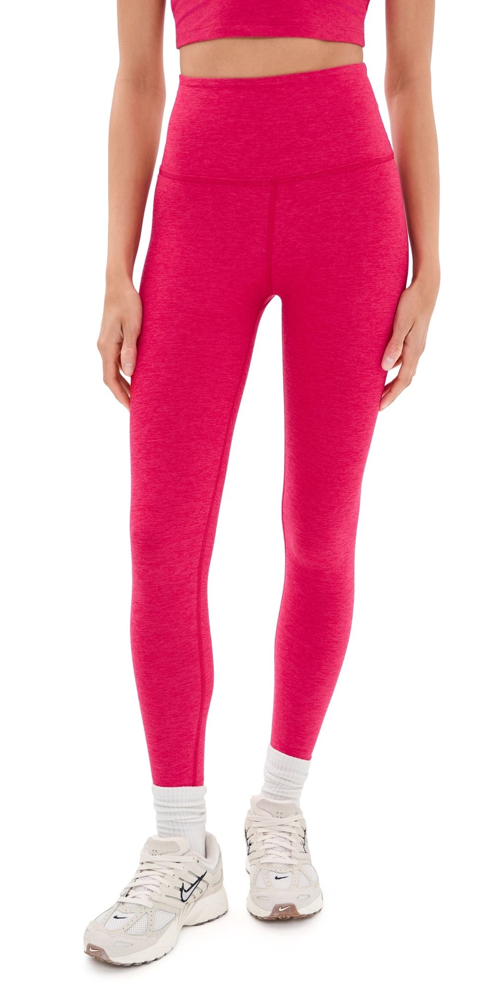 Beyond Yoga Spacedye At Your Leisure Midi Leggings Berry Red Heather XL