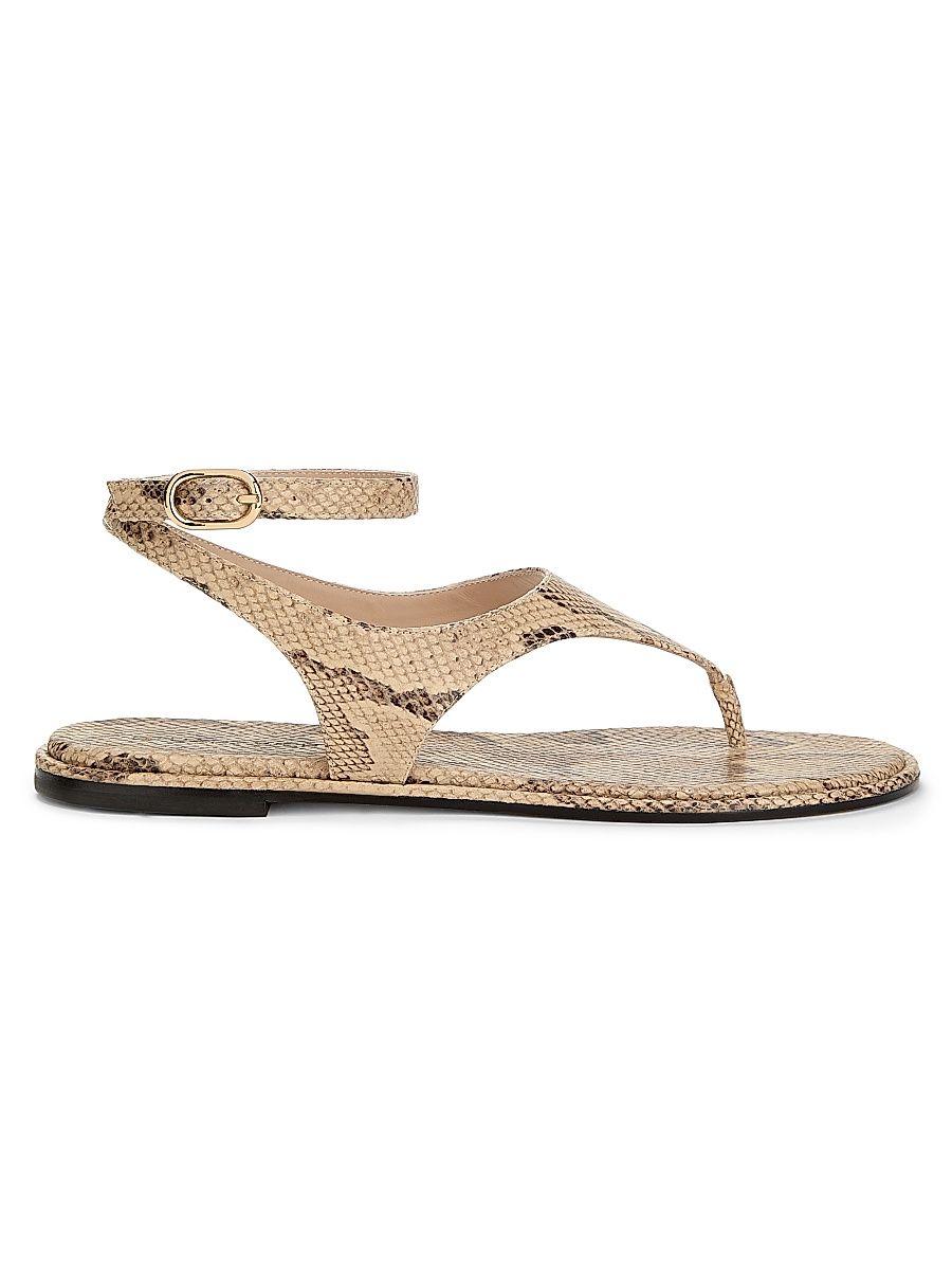 Women's Marley Snake-Embossed Leather Sandals - Adobe Snake - Size 9.5