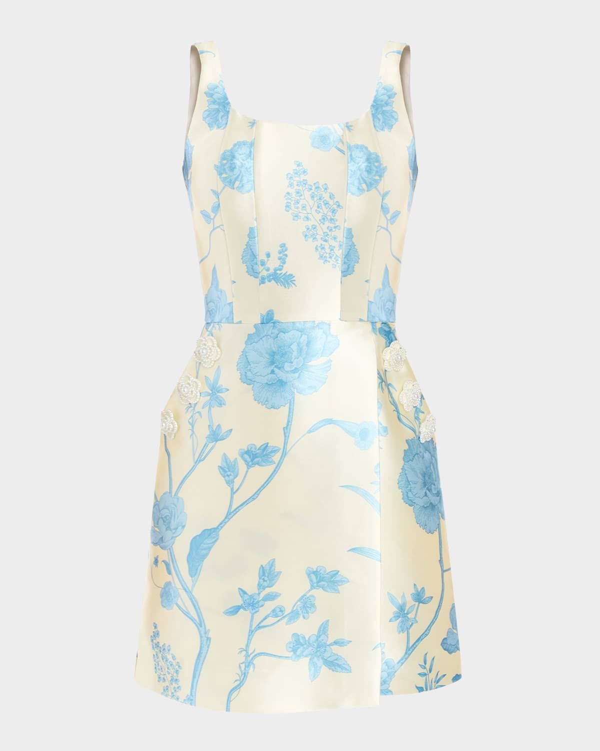 Chianti Embellished Floral-Print Mini Dress