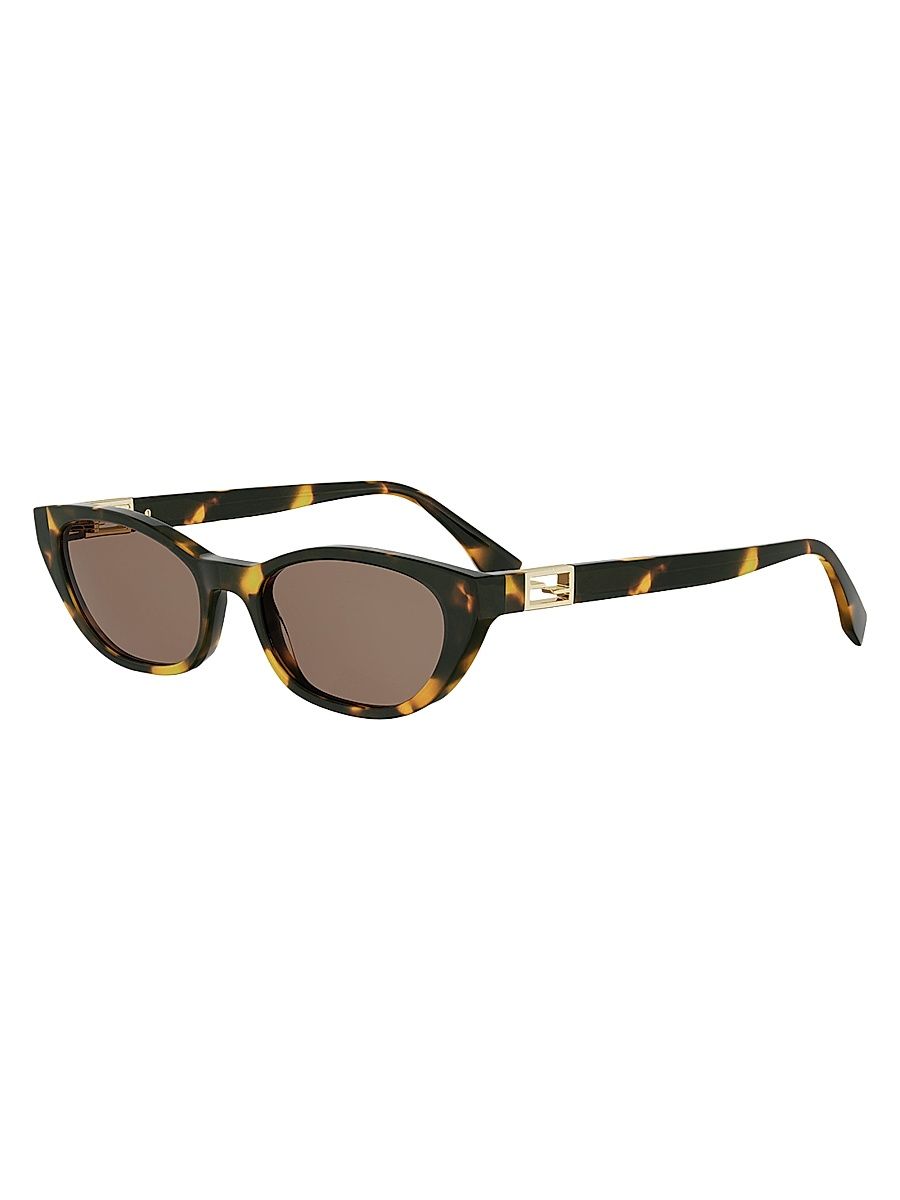 Women's 56MM Baguette Logo Cat-Eye Sunglasses - Havana Brown