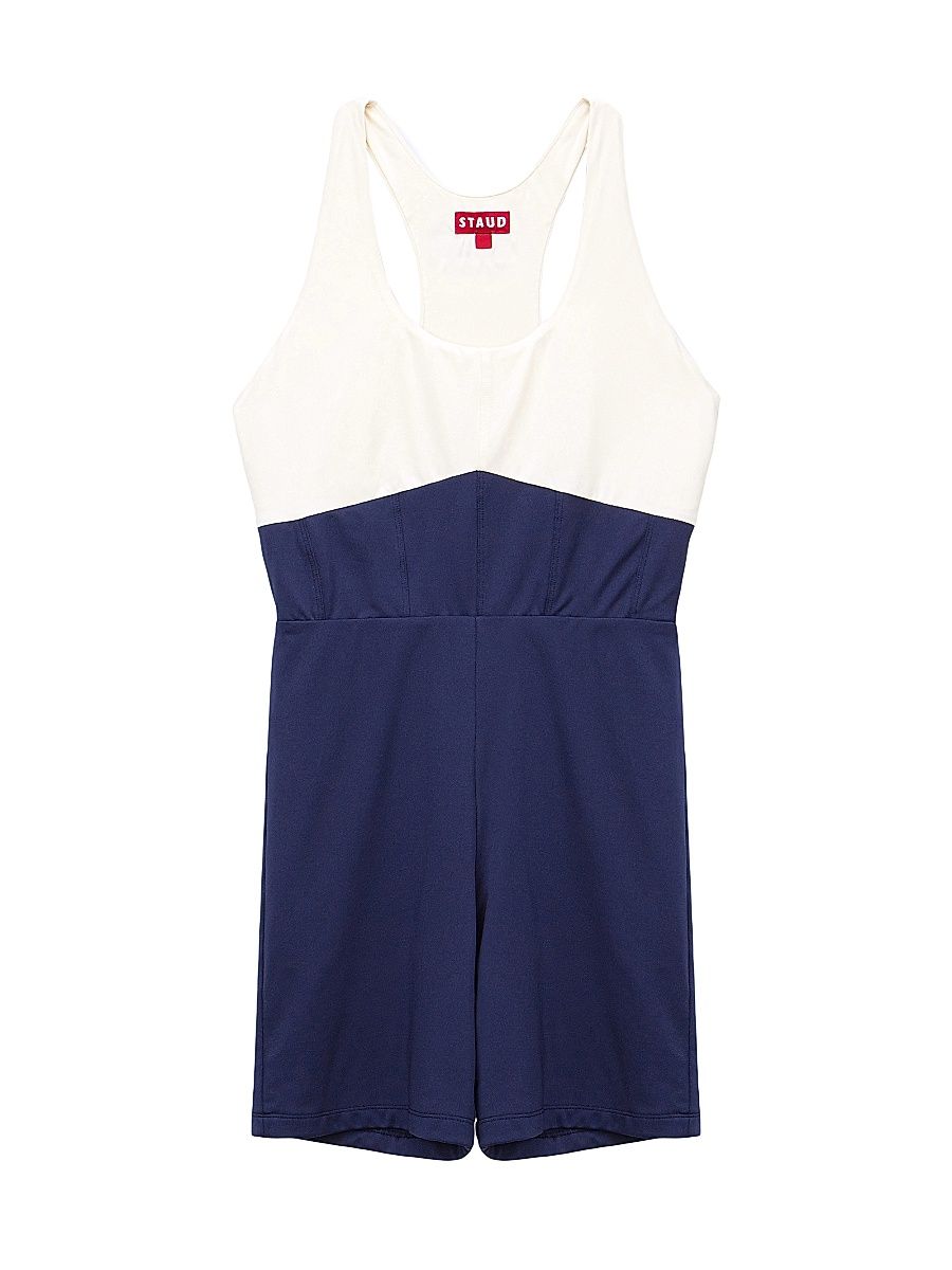 Women's STAUD COURT Bounce Two-Tone Short Unitard - Navy Ivory - Size XL
