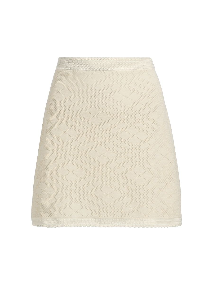 Women's Prue Check Wool Knit Skirt - Ceramic White - Size XXS