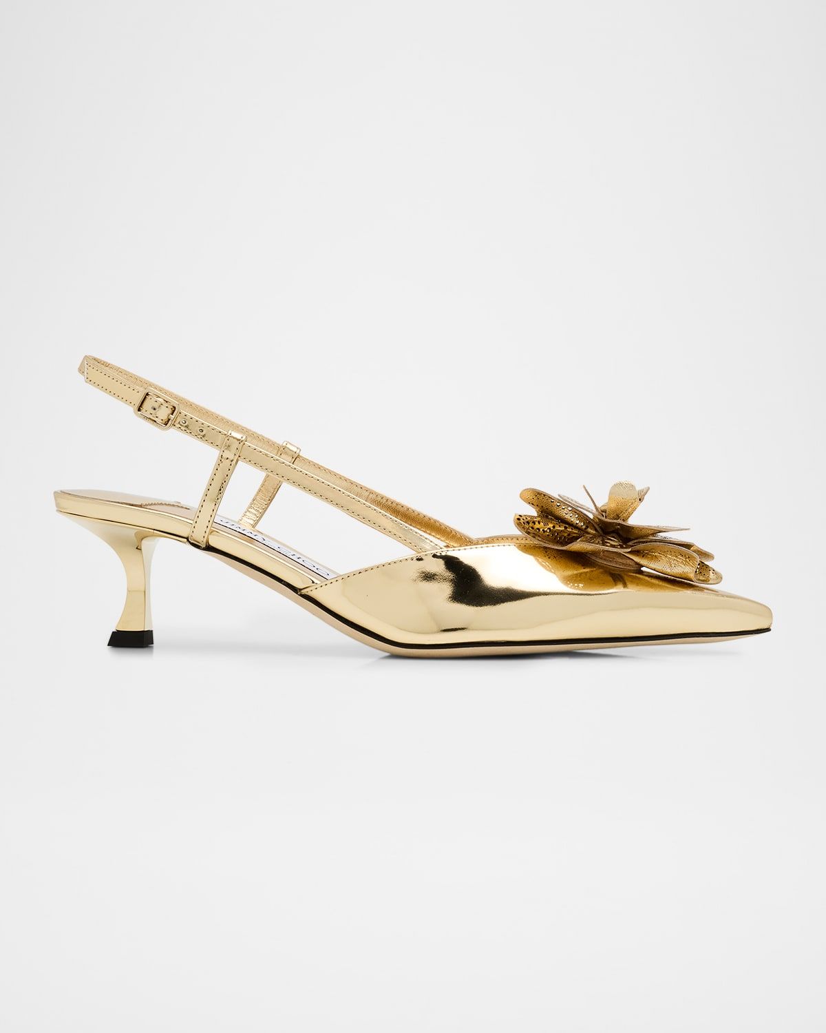 Mimmi Metallic Leather Kitten-Heel Slingback Pumps
